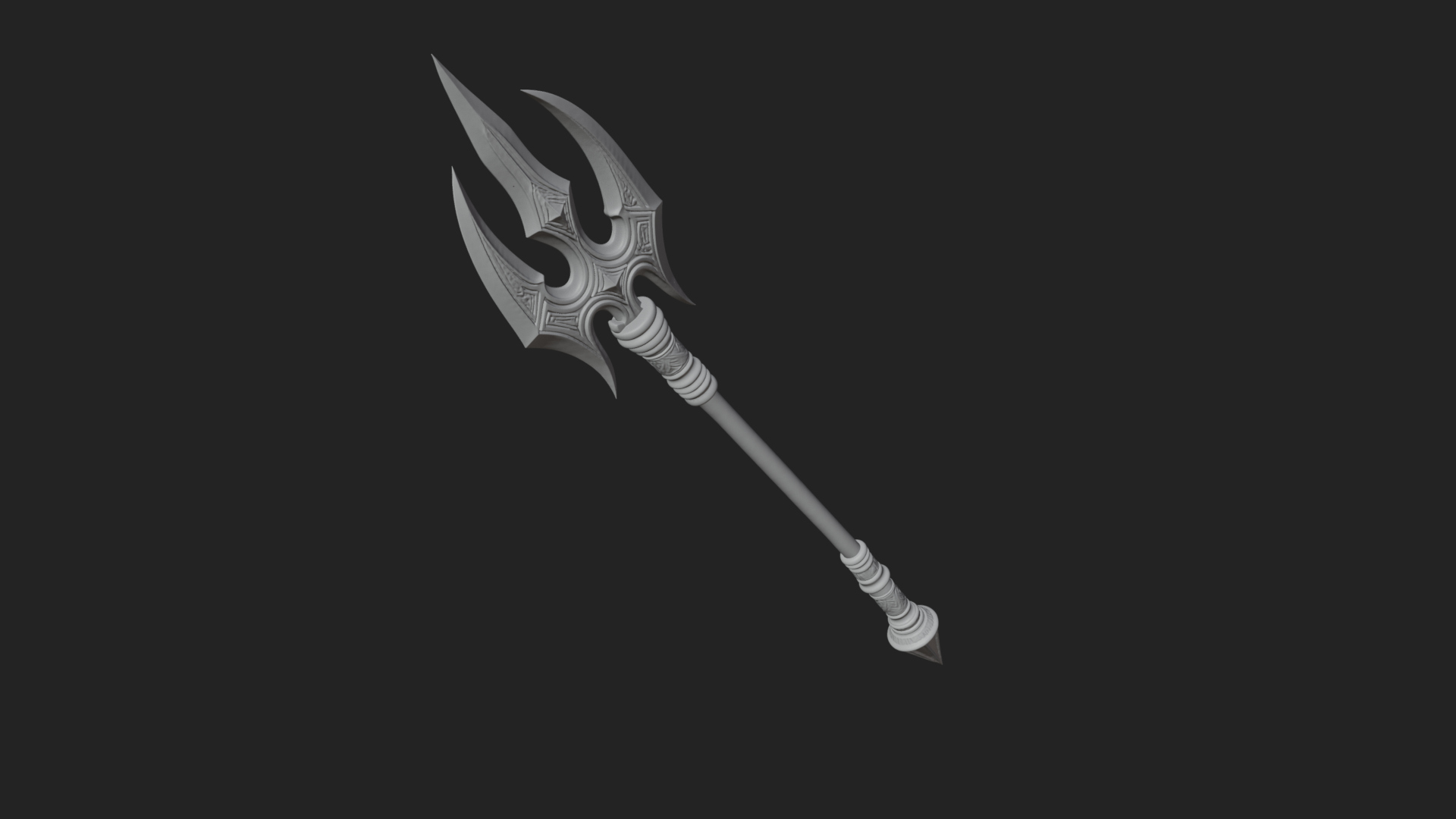 Carved Trident Spear Model Design 5 3D Print Model 3D Model