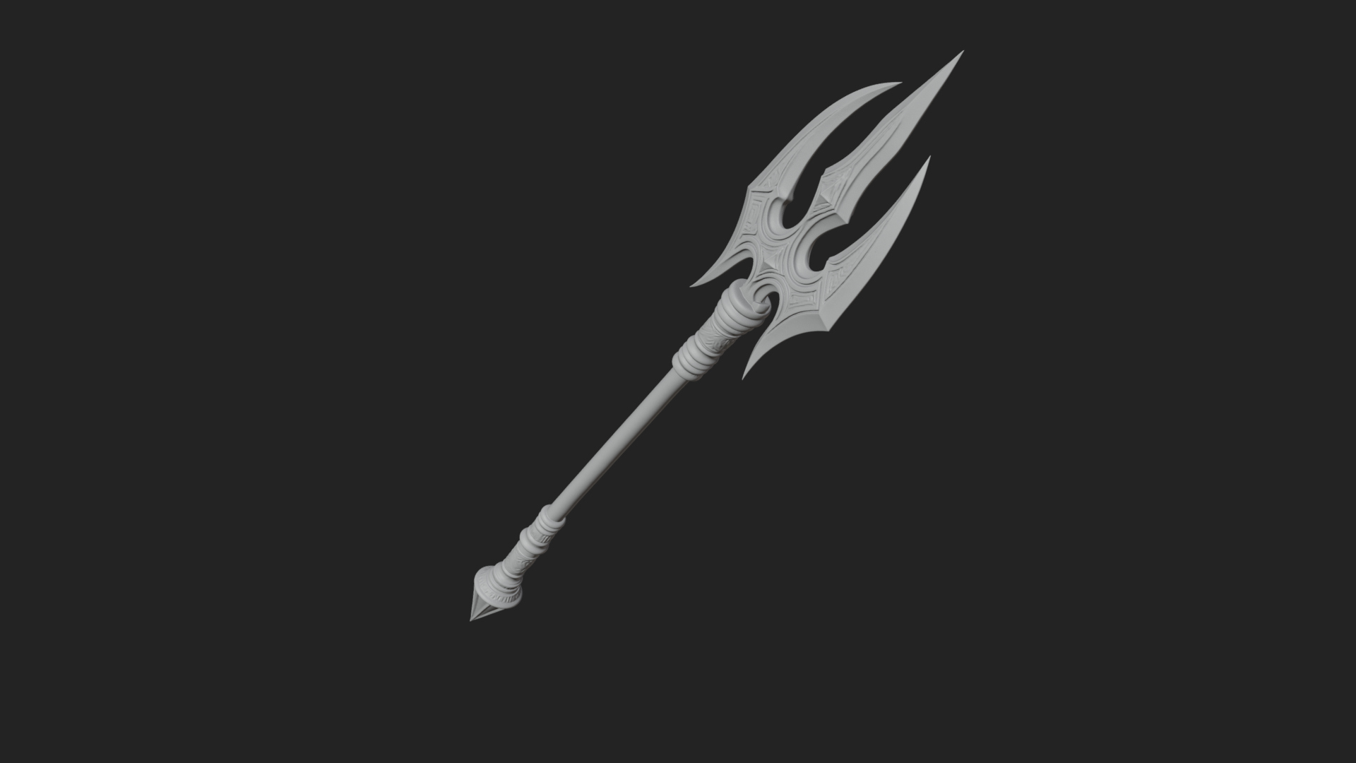 Carved Trident Spear Model Design 5 3D Print Model 3D Model