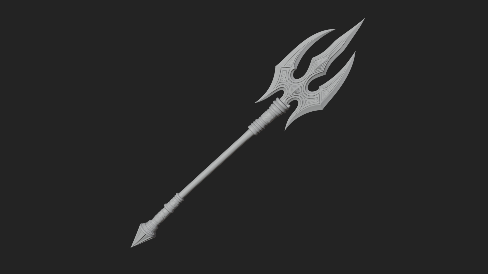 Carved Trident Spear Model Design 5 3D Print Model 3D Model