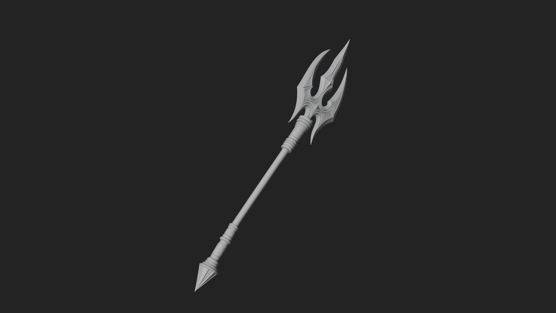 Carved Trident Spear Model Design 5 3D Print Model 3D Model