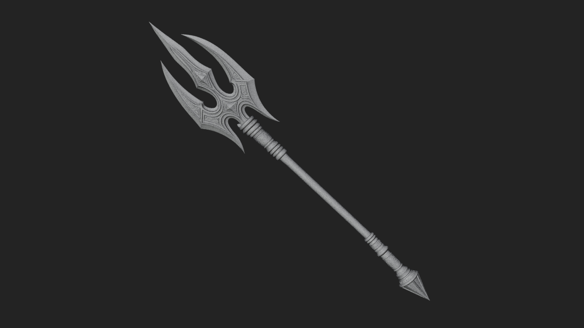 Carved Trident Spear Model Design 5 3D Print Model 3D Model