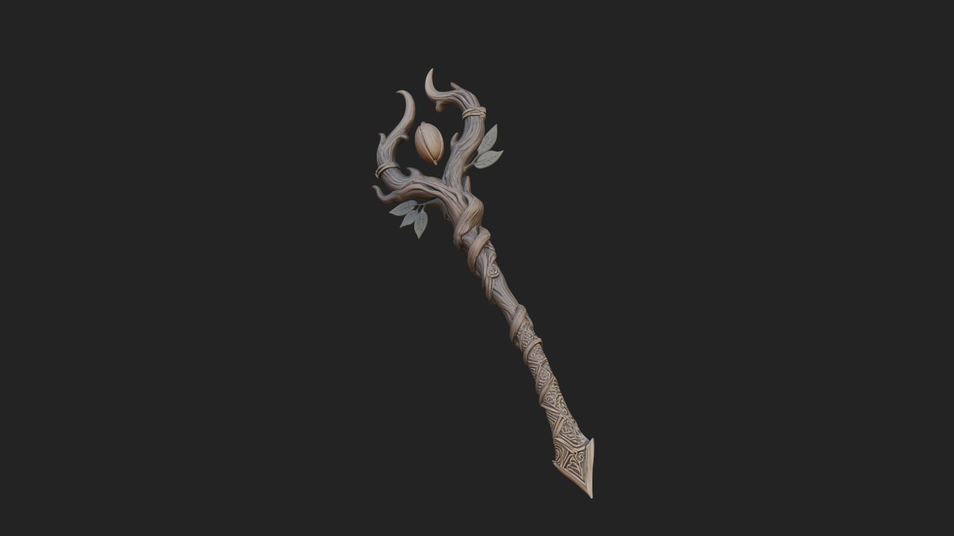 Carved Vine Branch Staff Model Design 1 3D Print Model 3D Model