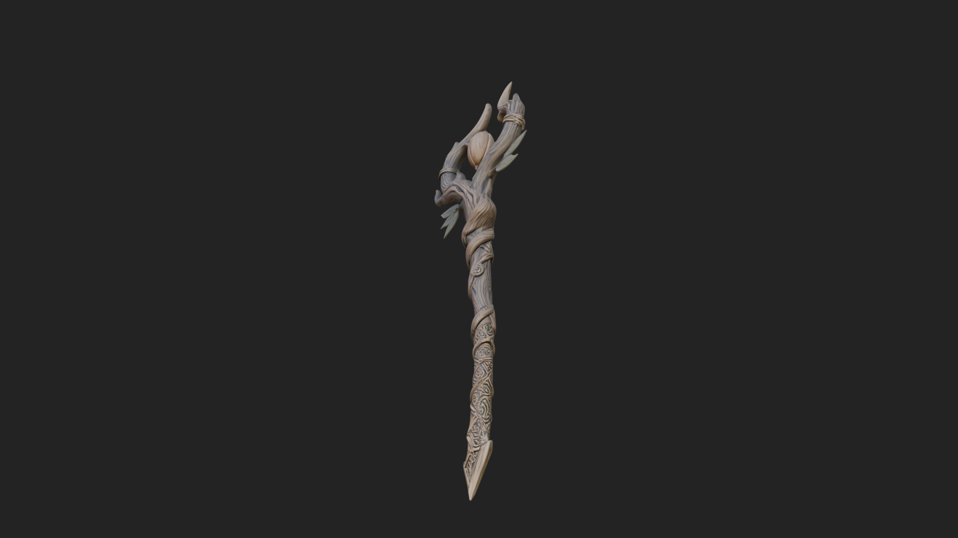 Carved Vine Branch Staff Model Design 1 3D Print Model 3D Model