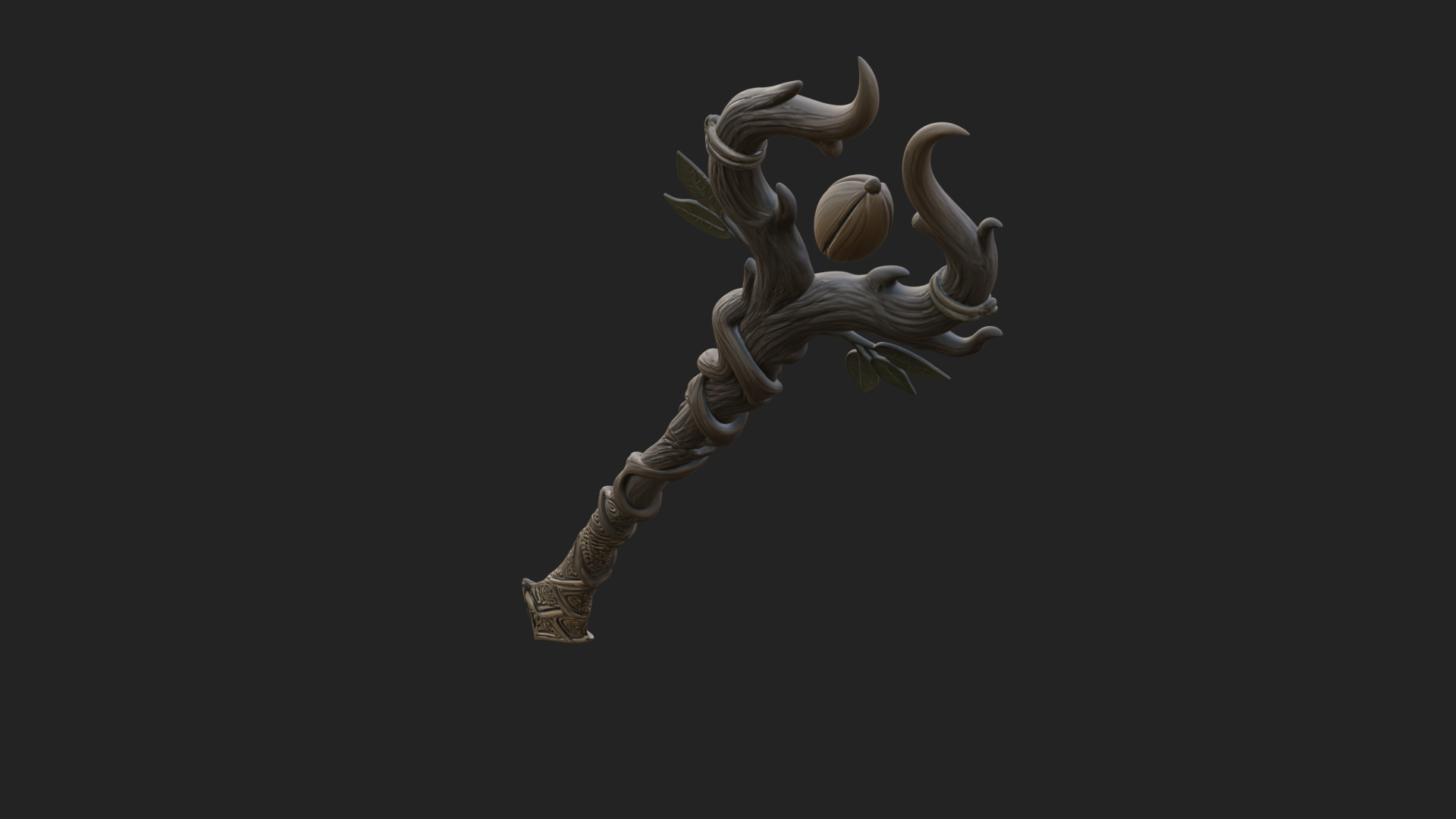 Carved Vine Branch Staff Model Design 1 3D Print Model 3D Model
