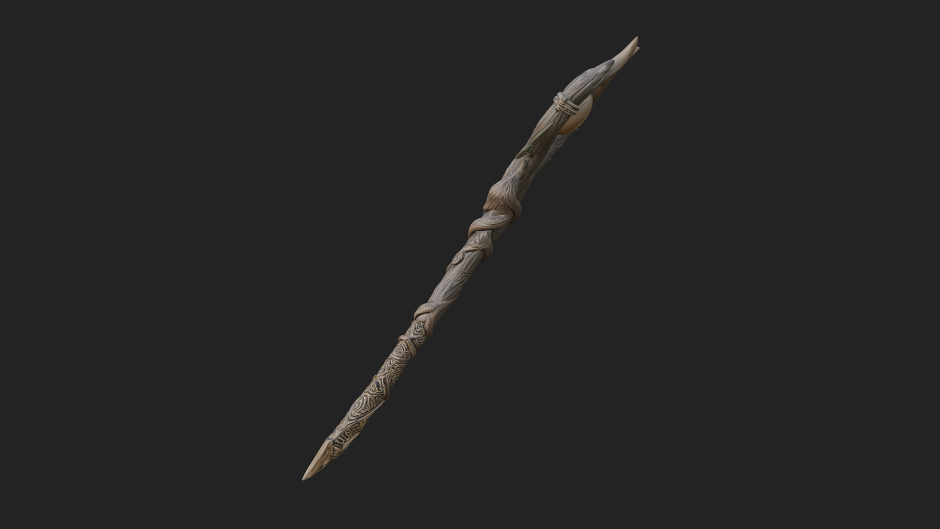 Carved Vine Branch Staff Model Design 1 3D Print Model 3D Model