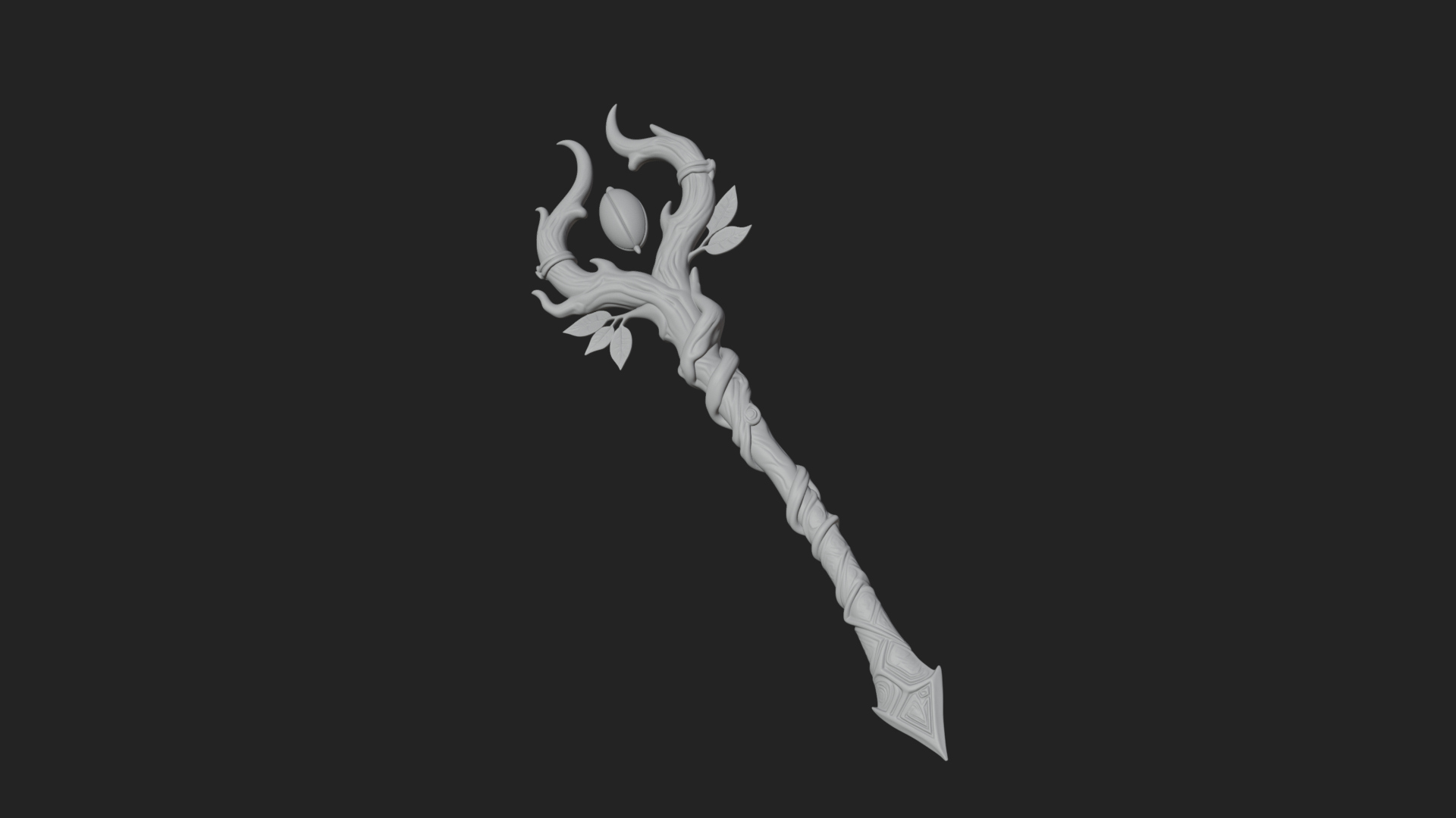 Carved Vine Branch Staff Model Design 1 3D Print Model 3D Model