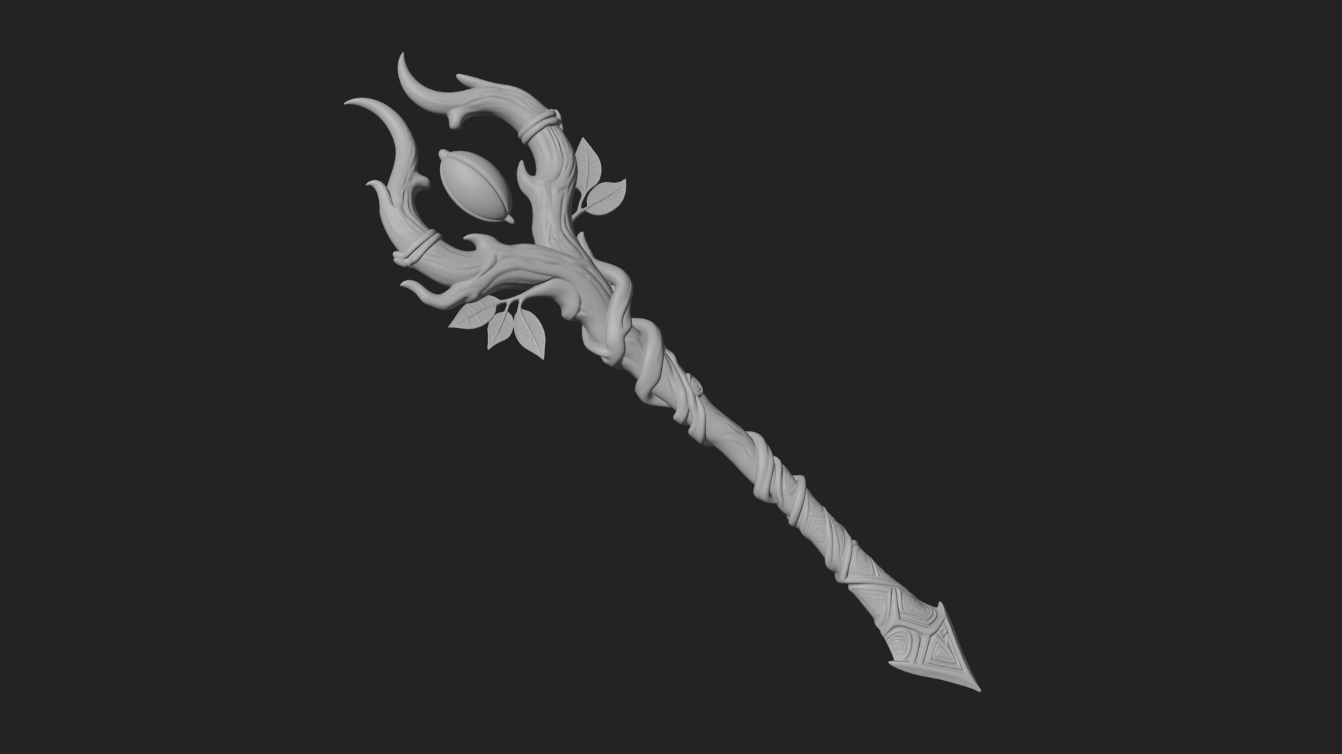 Carved Vine Branch Staff Model Design 1 3D Print Model 3D Model