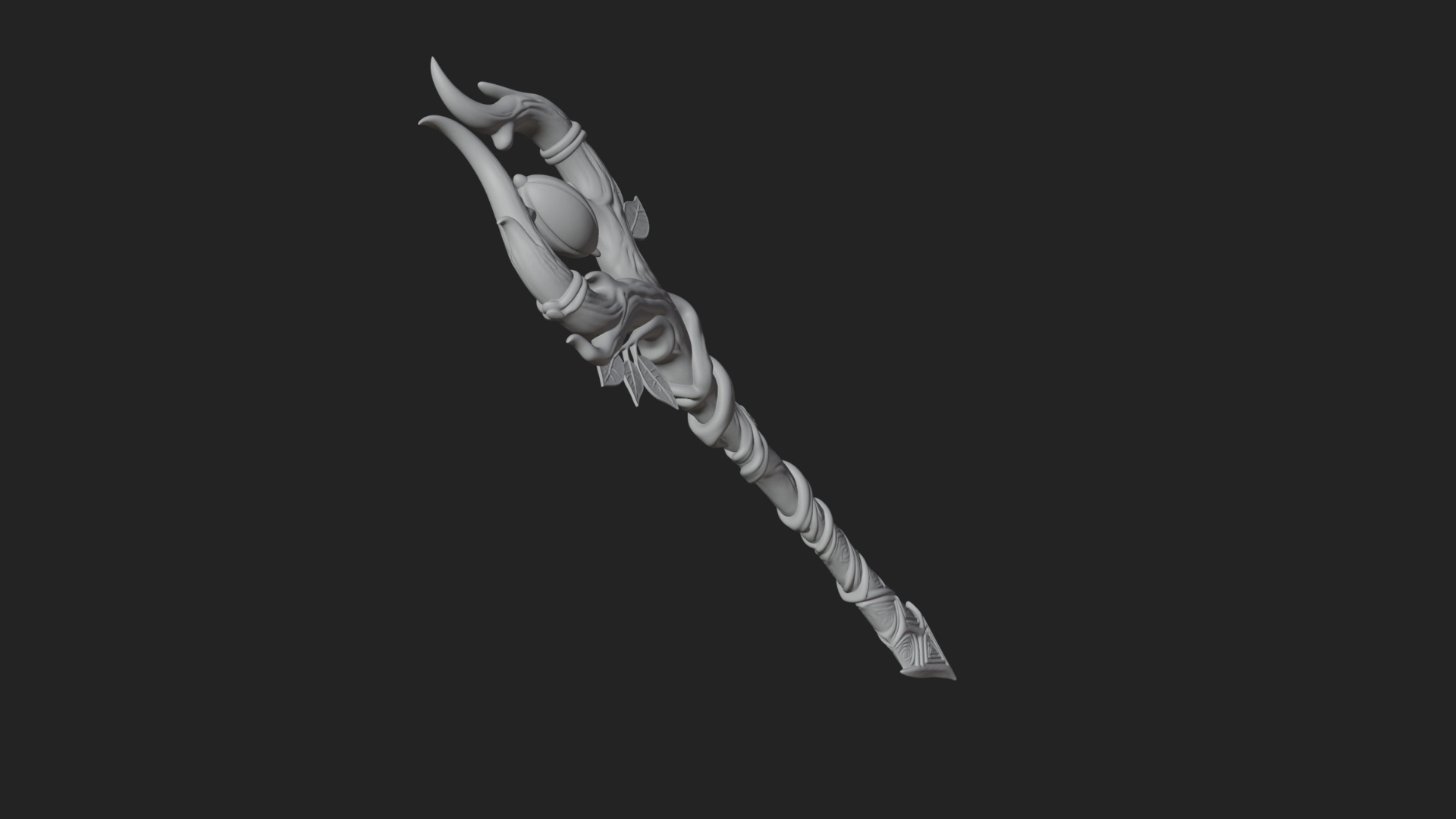 Carved Vine Branch Staff Model Design 1 3D Print Model 3D Model