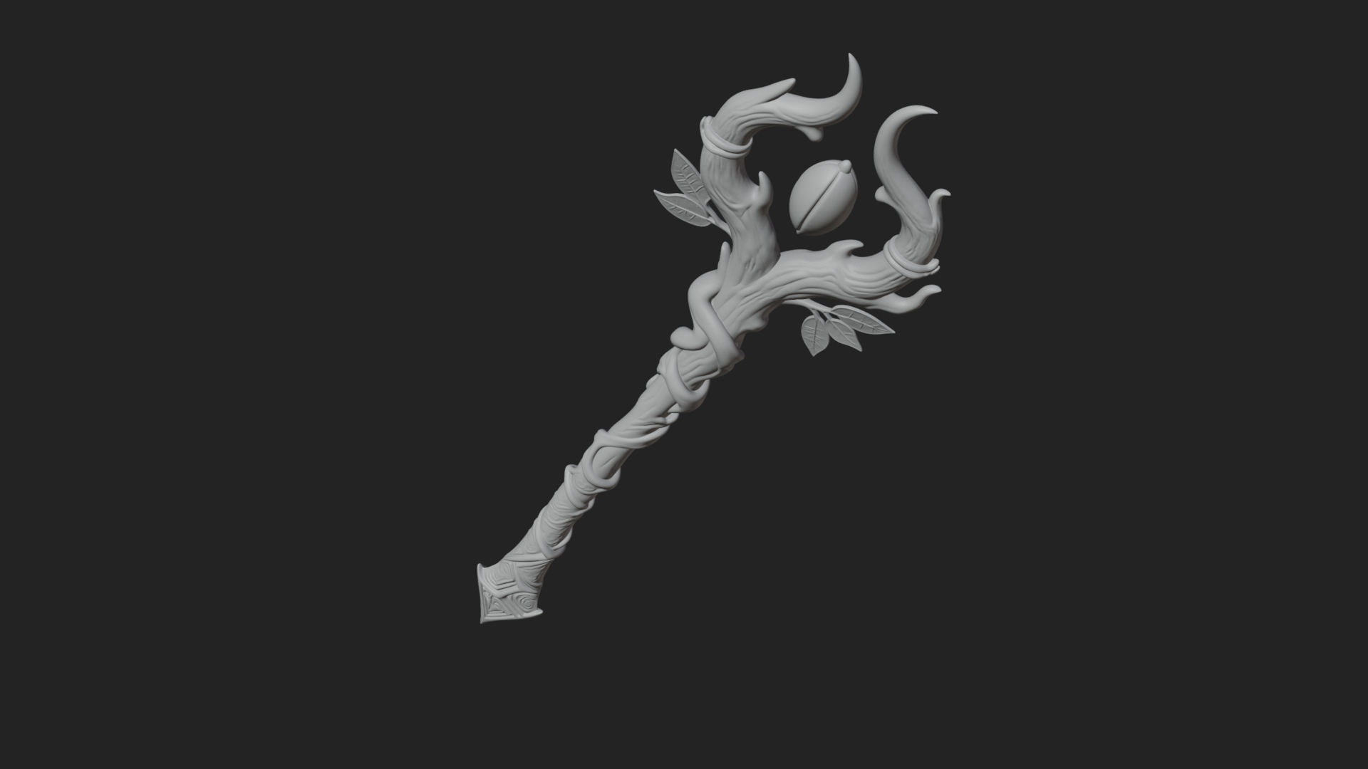 Carved Vine Branch Staff Model Design 1 3D Print Model 3D Model