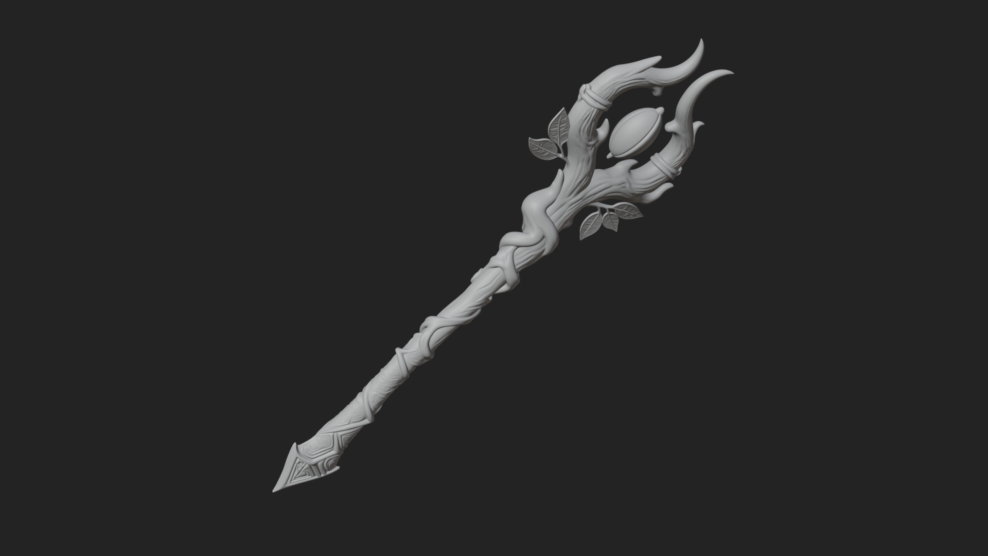 Carved Vine Branch Staff Model Design 1 3D Print Model 3D Model