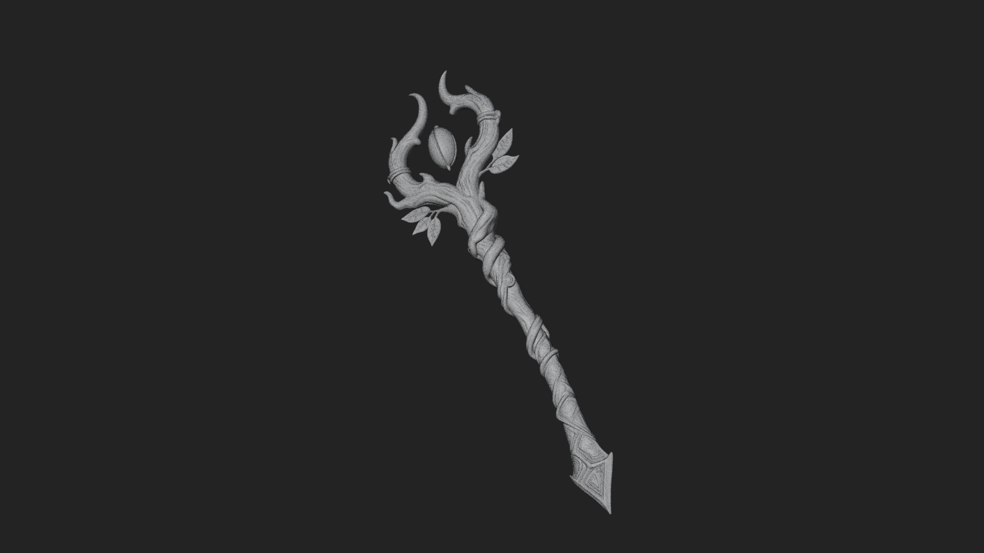 Carved Vine Branch Staff Model Design 1 3D Print Model 3D Model
