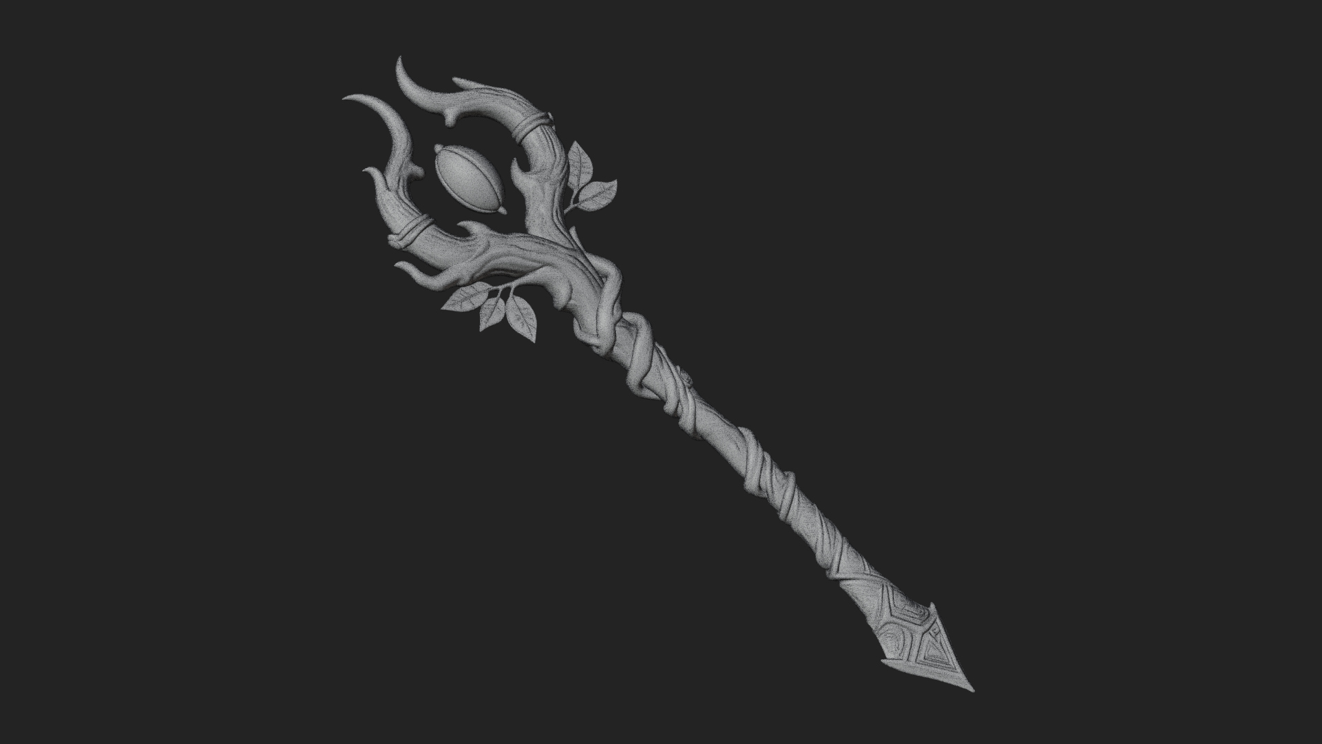 Carved Vine Branch Staff Model Design 1 3D Print Model 3D Model