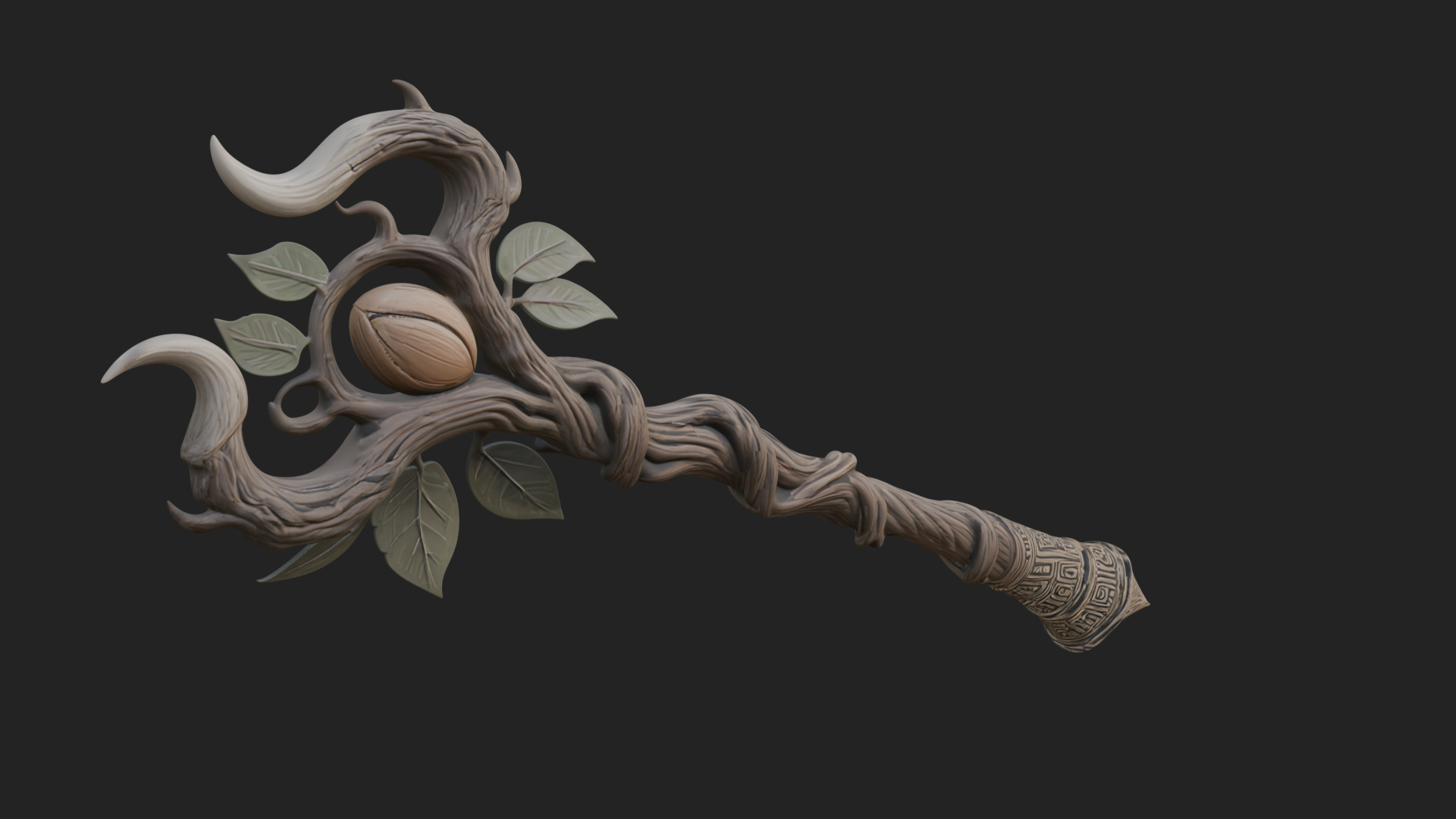 Carved Vine Branch Staff Model Design 2 3D Print Model 3D Model