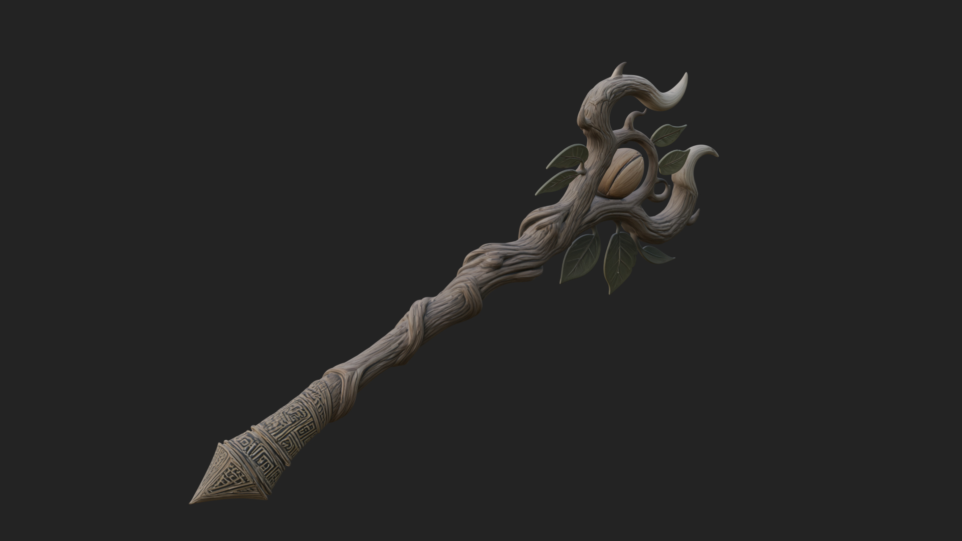 Carved Vine Branch Staff Model Design 2 3D Print Model 3D Model
