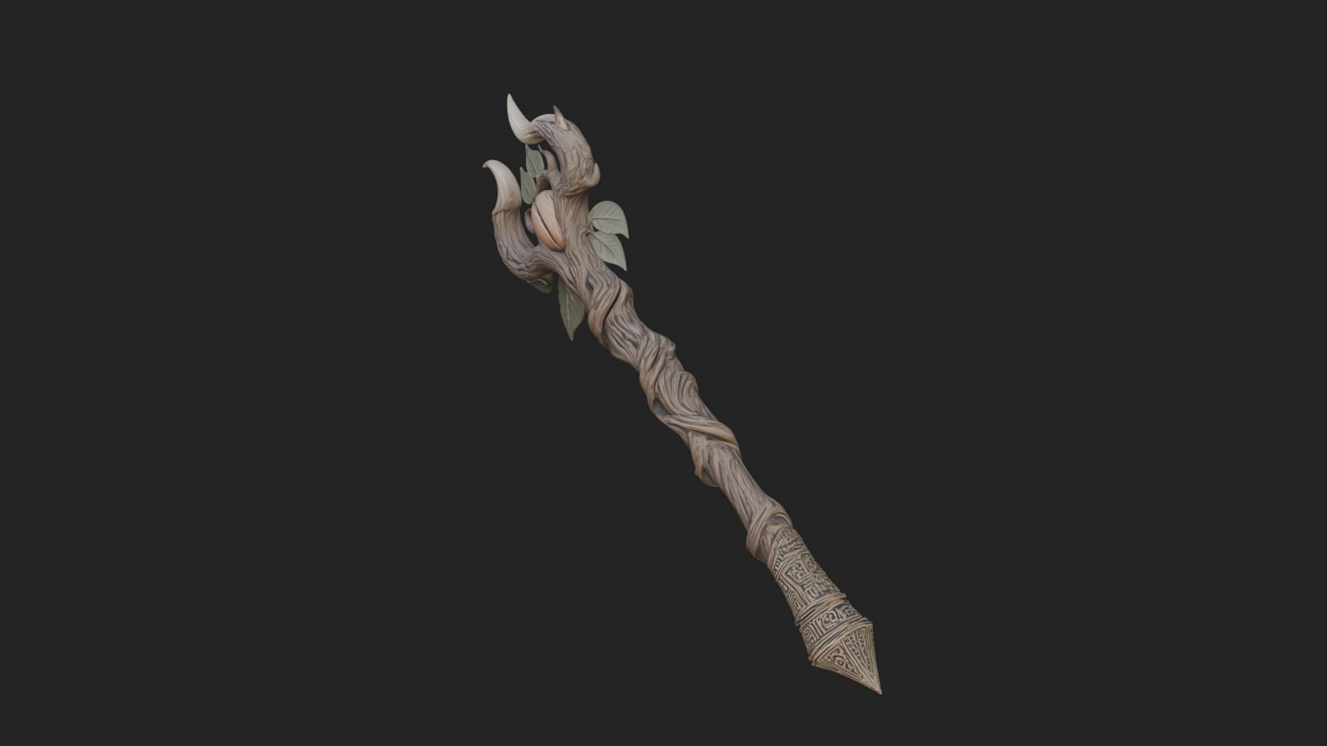 Carved Vine Branch Staff Model Design 2 3D Print Model 3D Model
