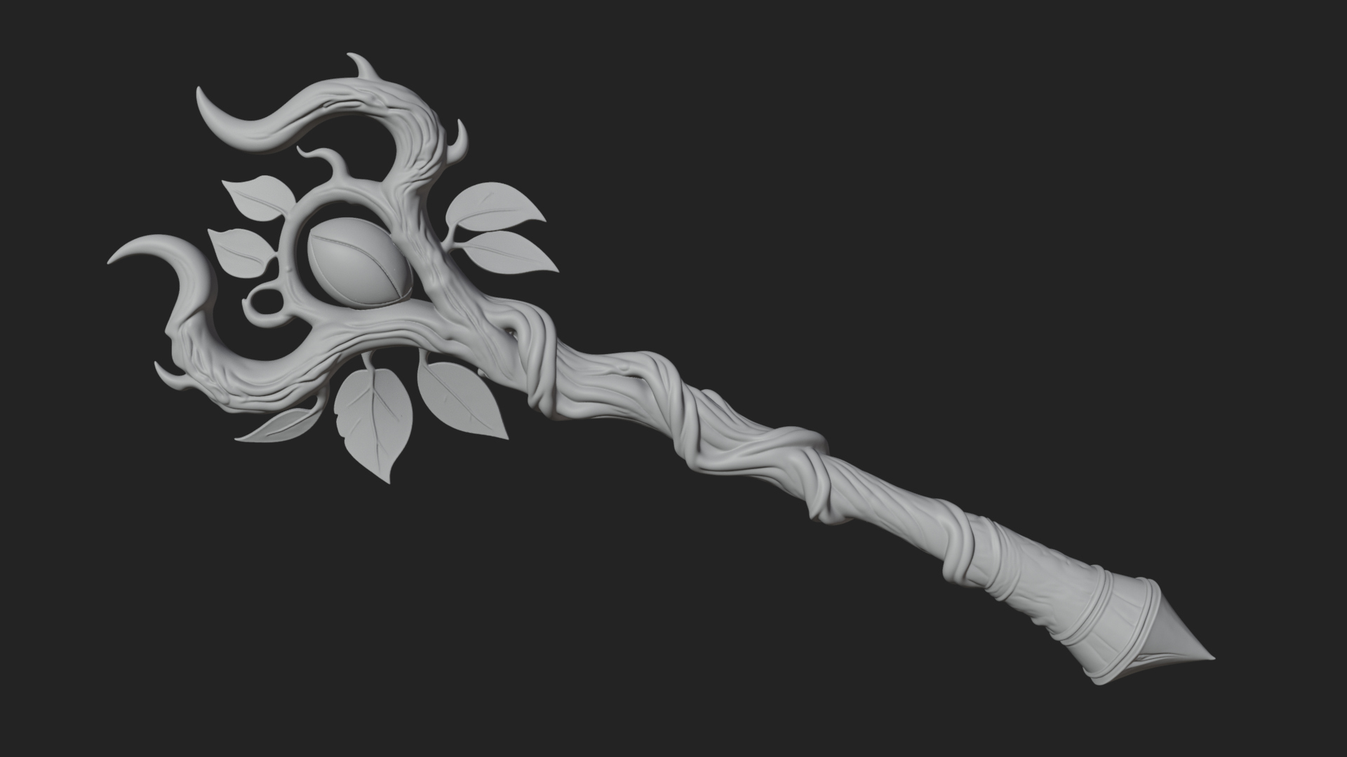 Carved Vine Branch Staff Model Design 2 3D Print Model 3D Model