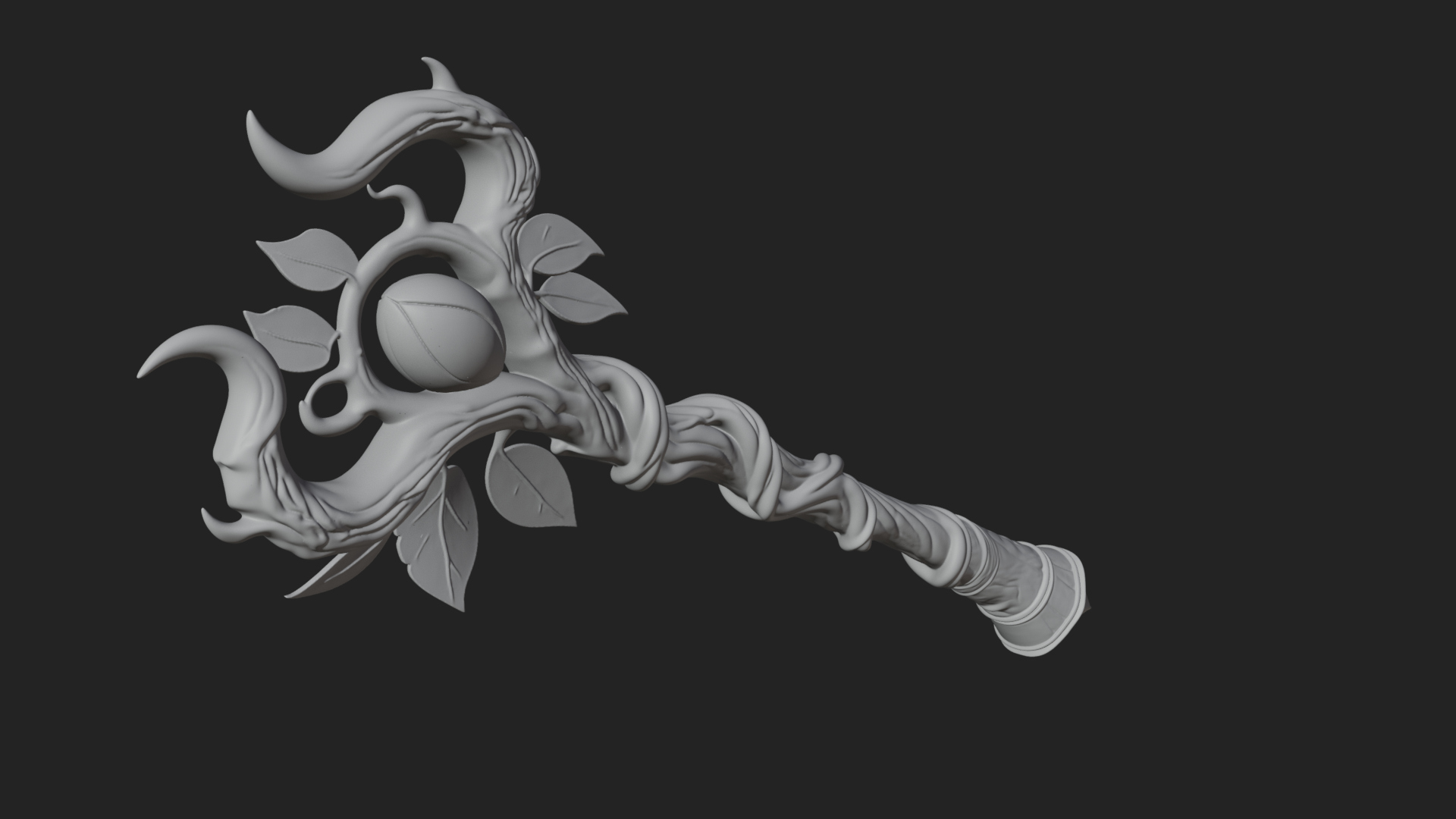 Carved Vine Branch Staff Model Design 2 3D Print Model 3D Model
