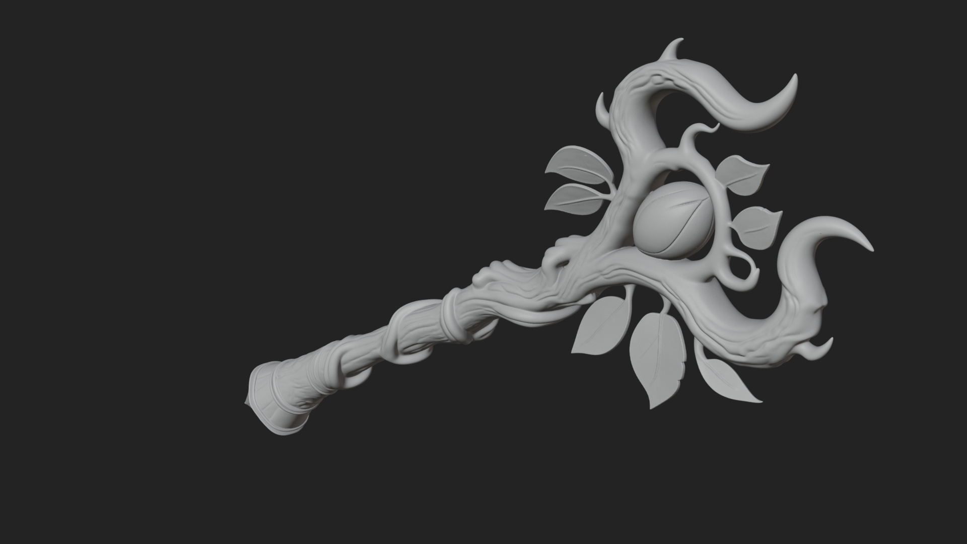 Carved Vine Branch Staff Model Design 2 3D Print Model 3D Model