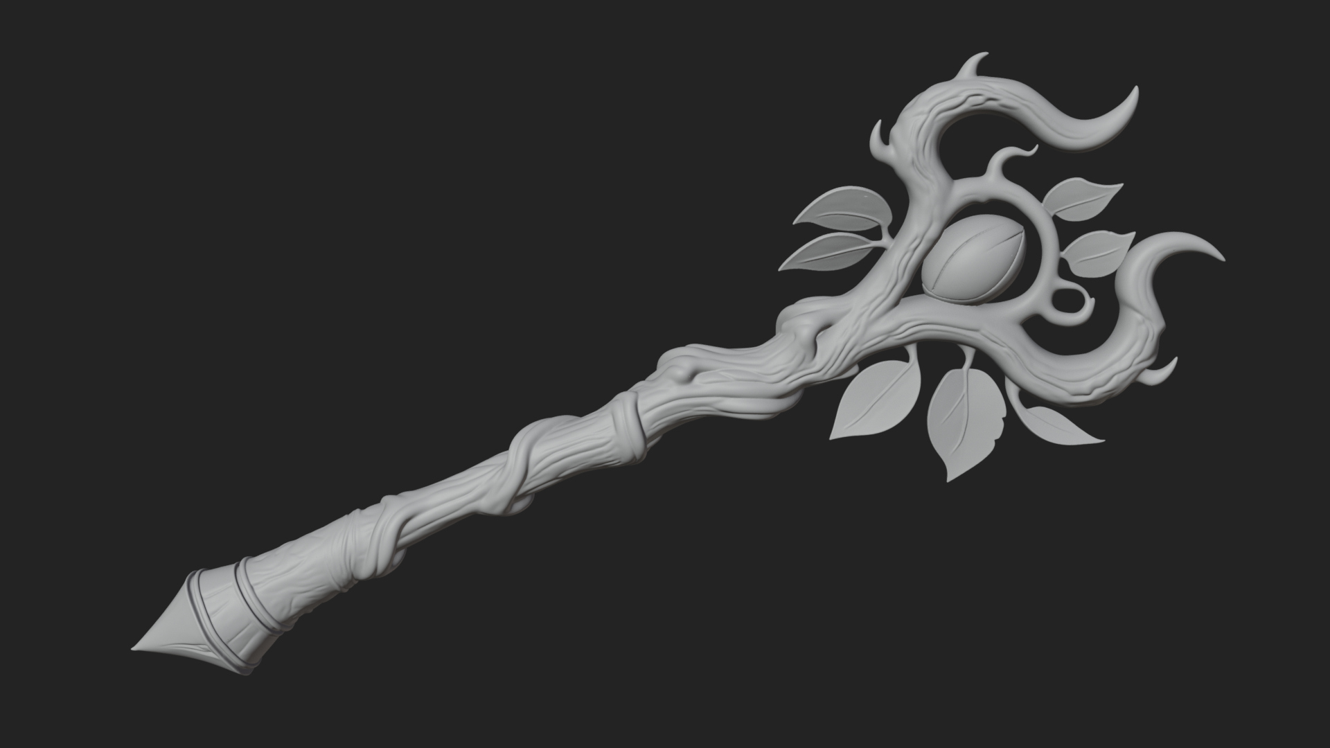 Carved Vine Branch Staff Model Design 2 3D Print Model 3D Model
