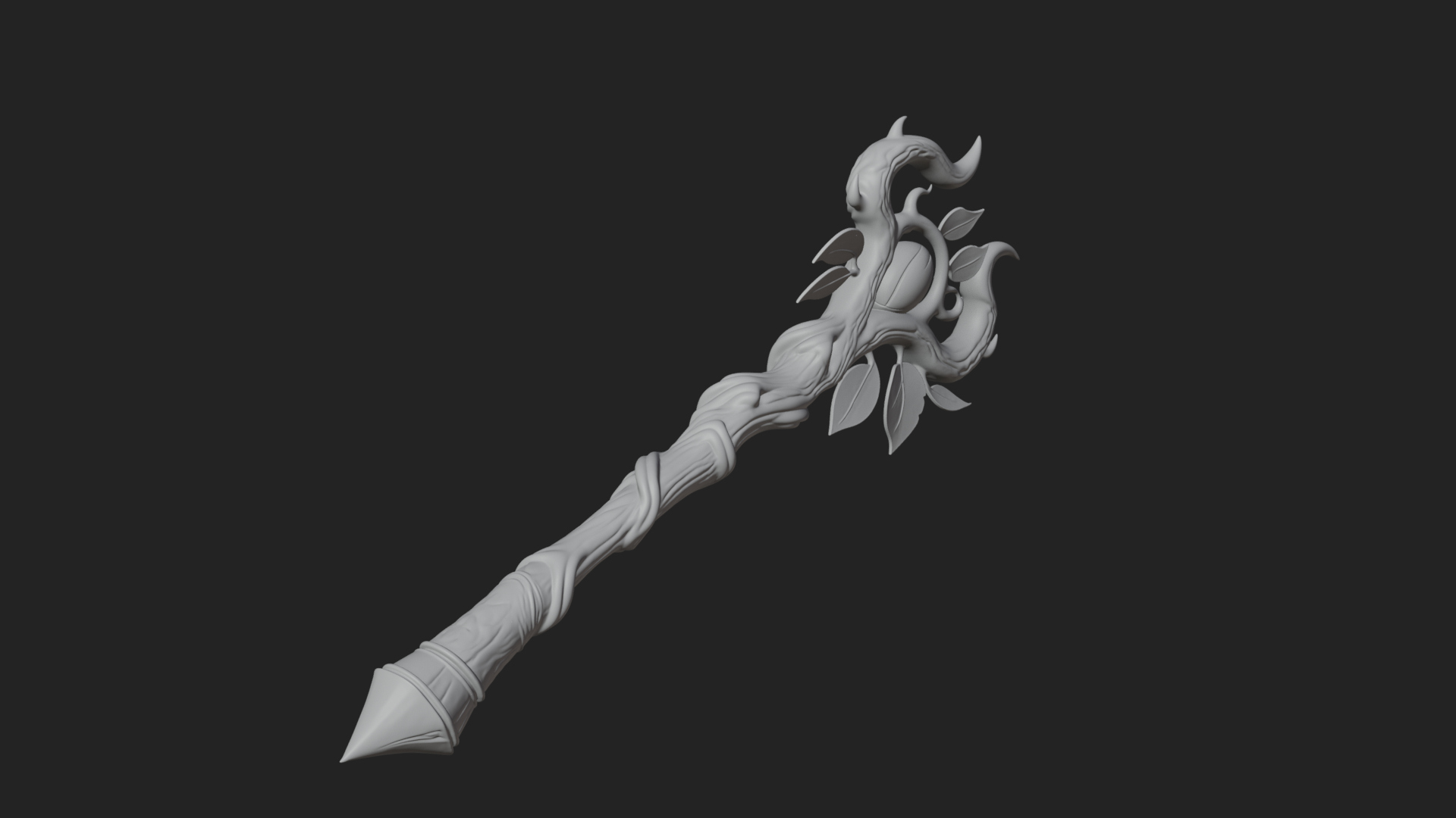 Carved Vine Branch Staff Model Design 2 3D Print Model 3D Model