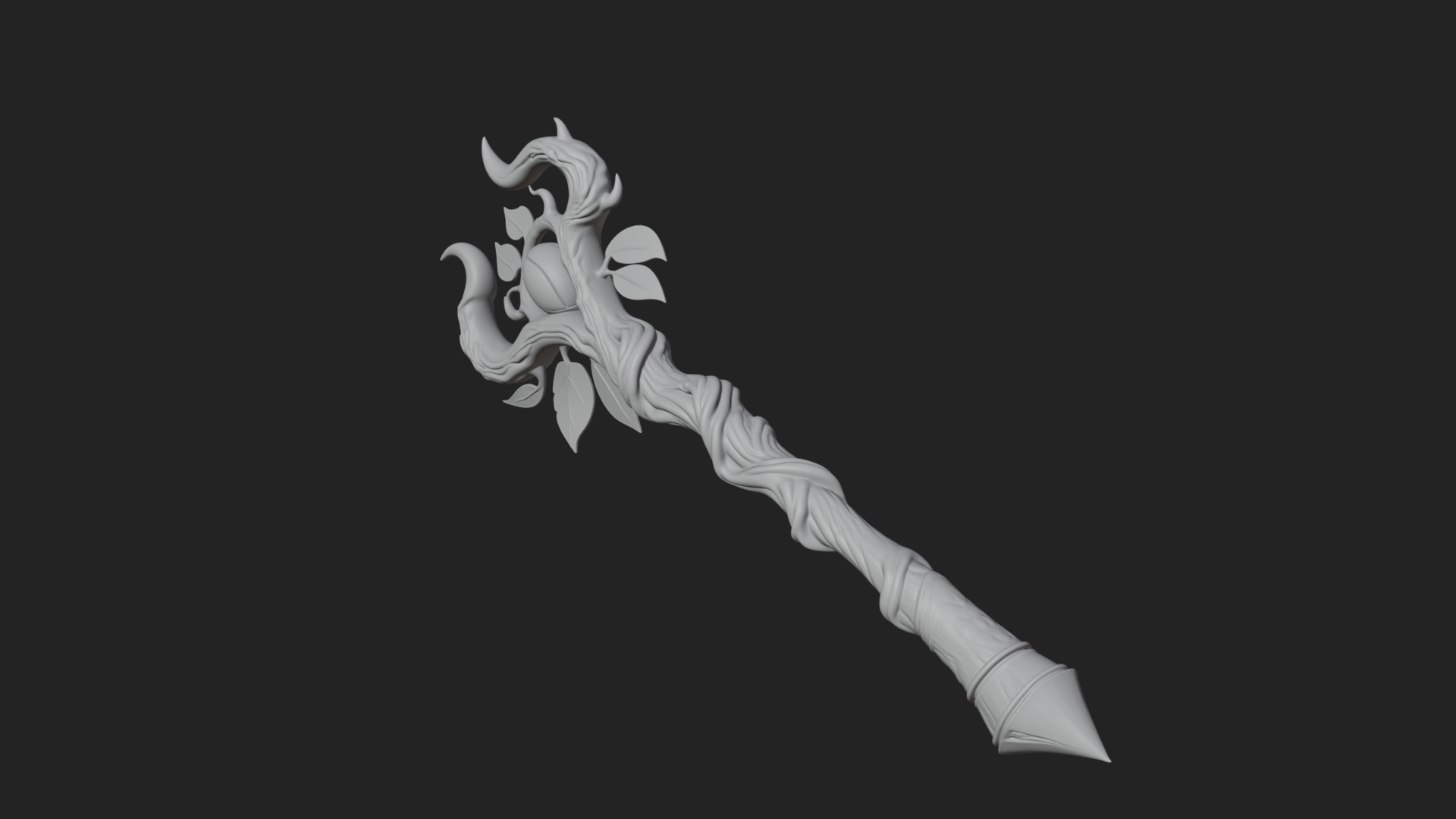 Carved Vine Branch Staff Model Design 2 3D Print Model 3D Model
