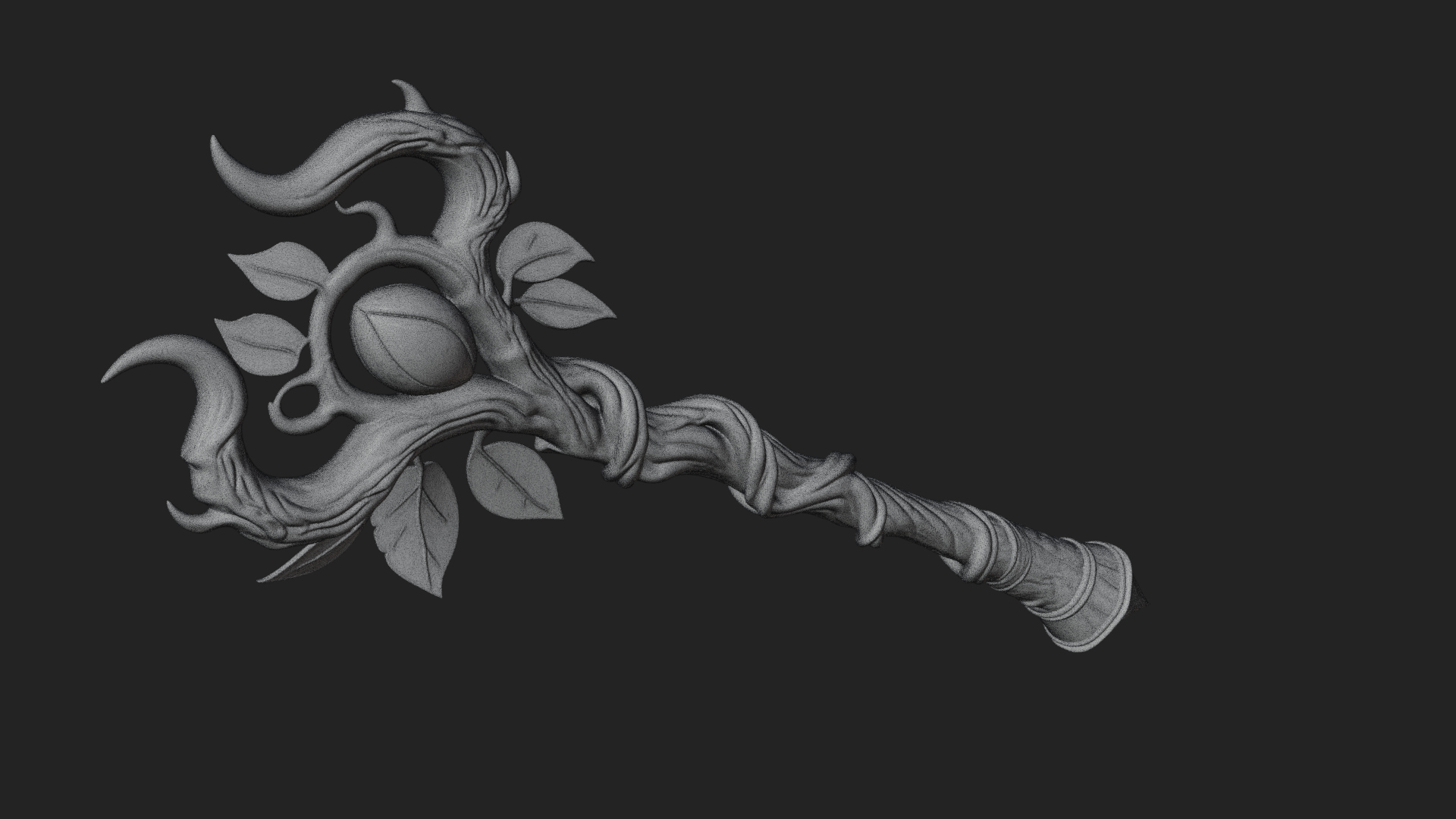 Carved Vine Branch Staff Model Design 2 3D Print Model 3D Model