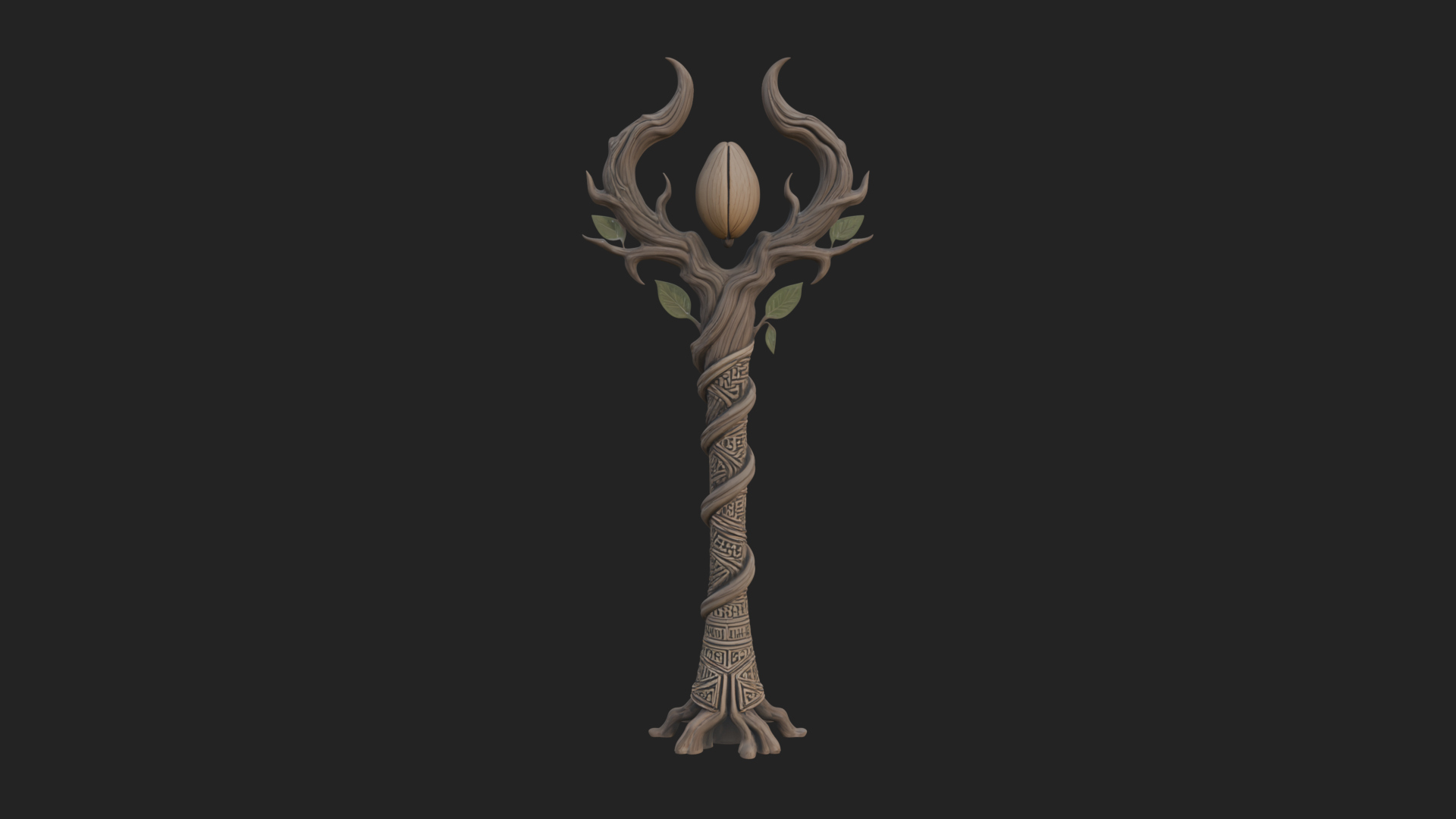 Carved Vine Branch Staff Model Design 3 3D Print Model 3D Model