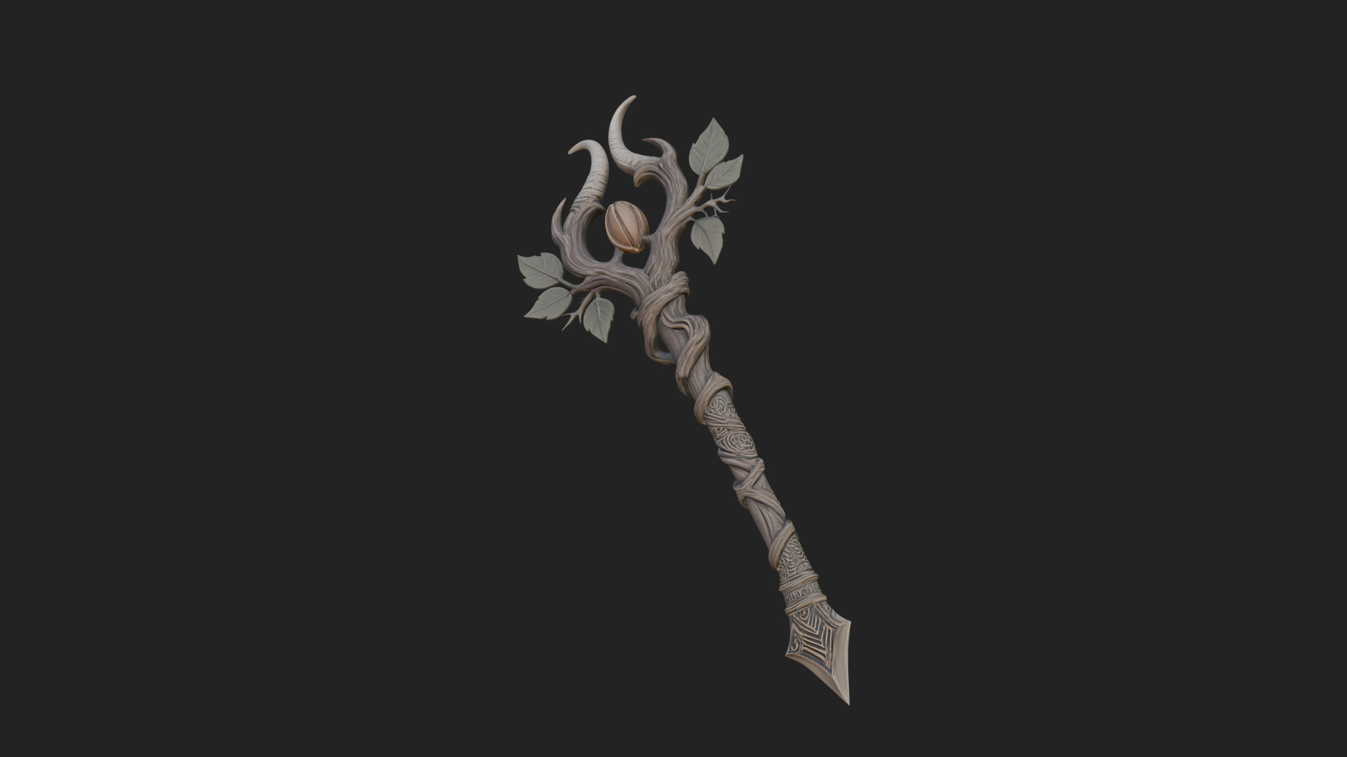 Carved Vine Branch Staff Model Design 4 3D Print Model 3D Model