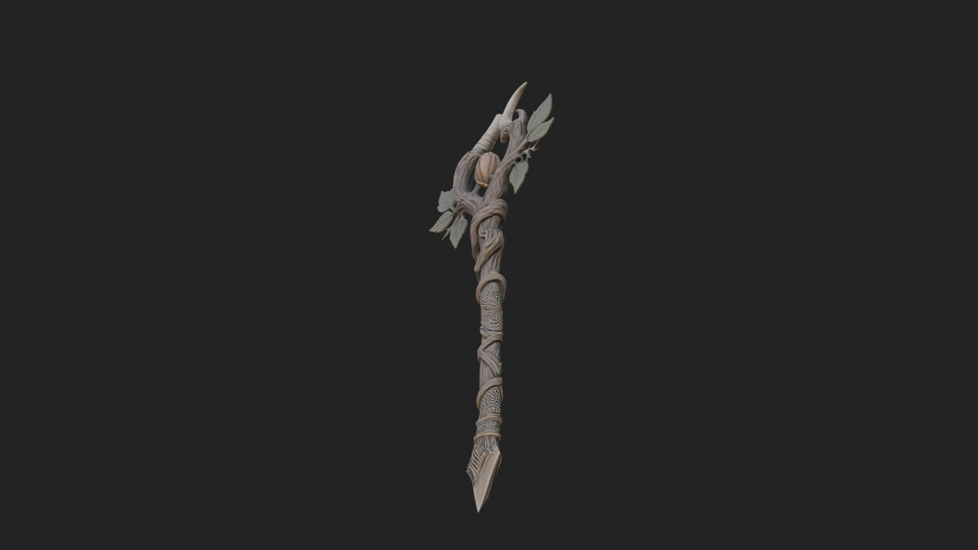 Carved Vine Branch Staff Model Design 4 3D Print Model 3D Model