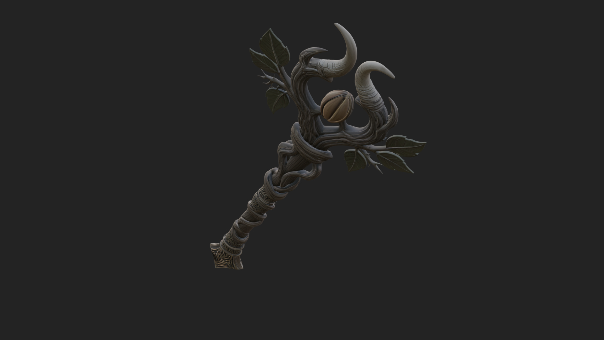 Carved Vine Branch Staff Model Design 4 3D Print Model 3D Model