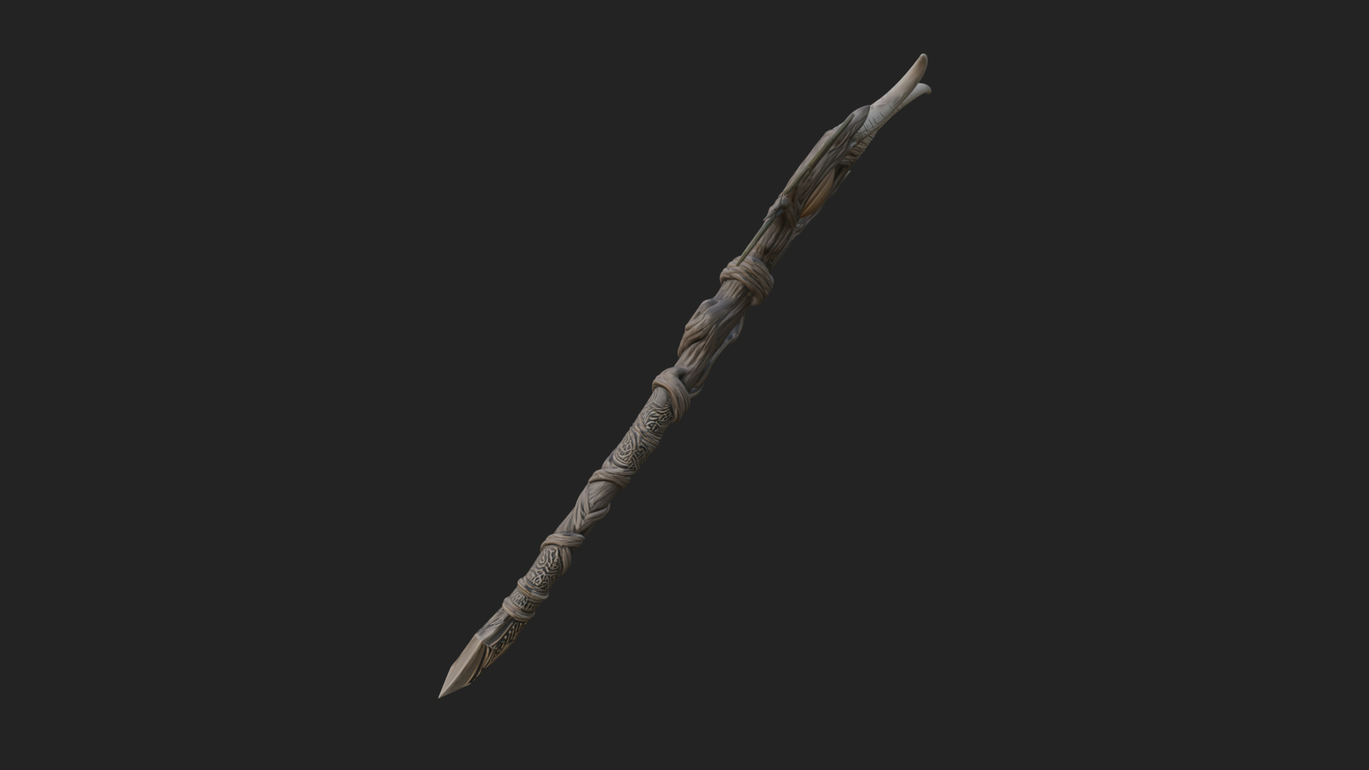 Carved Vine Branch Staff Model Design 4 3D Print Model 3D Model