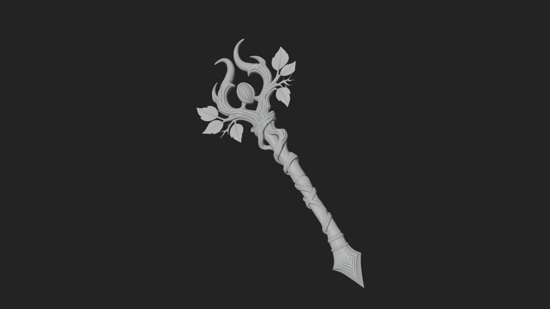 Carved Vine Branch Staff Model Design 4 3D Print Model 3D Model