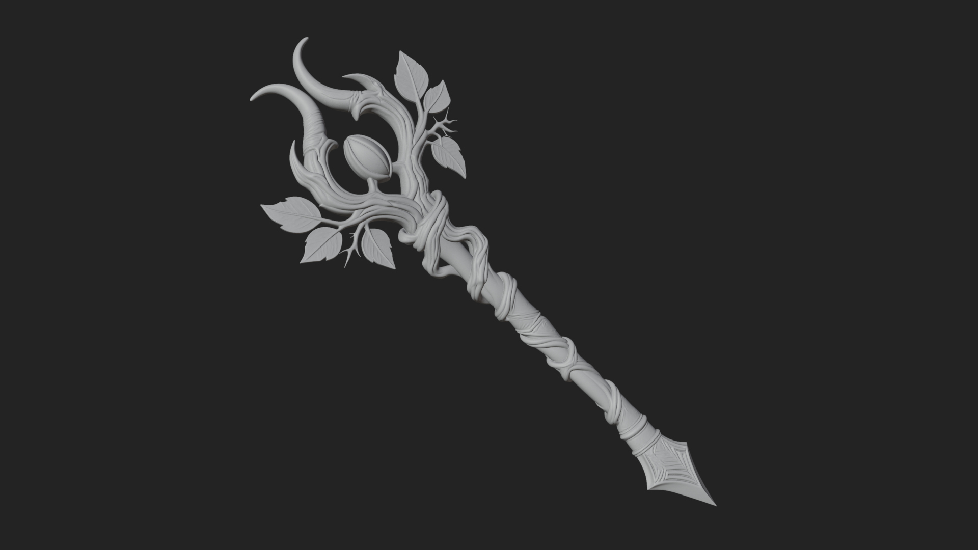 Carved Vine Branch Staff Model Design 4 3D Print Model 3D Model