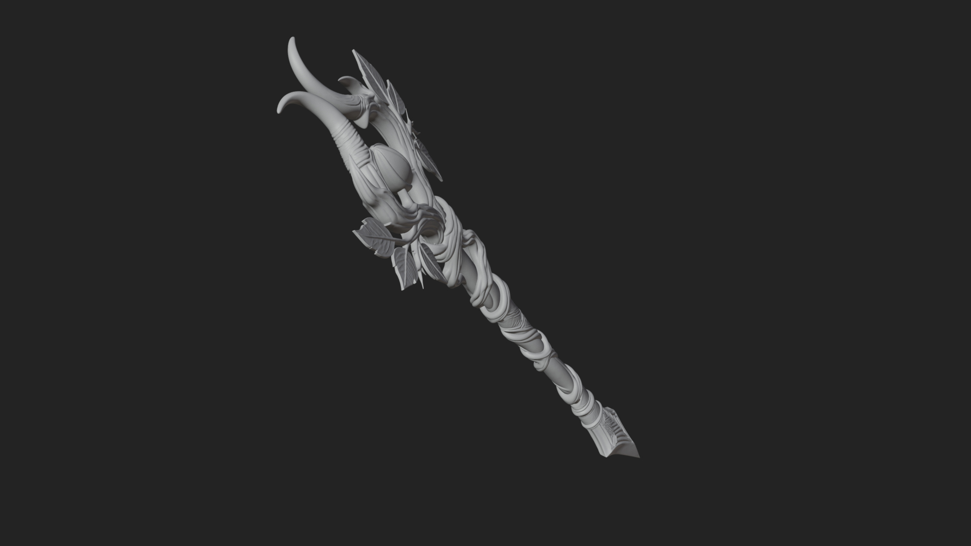 Carved Vine Branch Staff Model Design 4 3D Print Model 3D Model