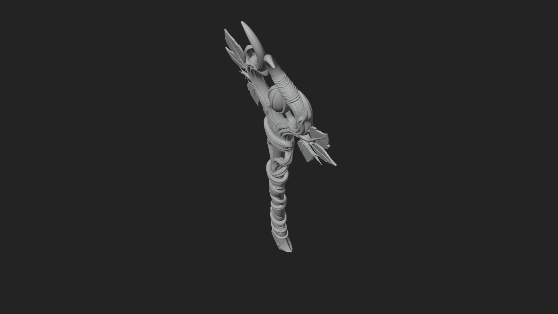 Carved Vine Branch Staff Model Design 4 3D Print Model 3D Model