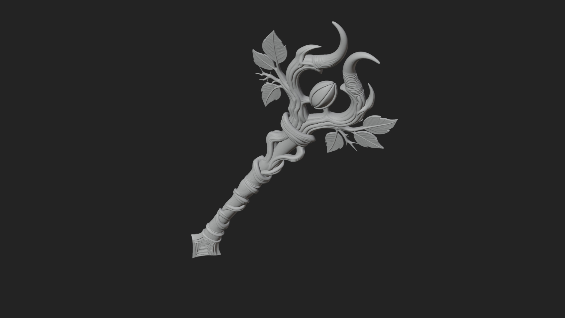 Carved Vine Branch Staff Model Design 4 3D Print Model 3D Model