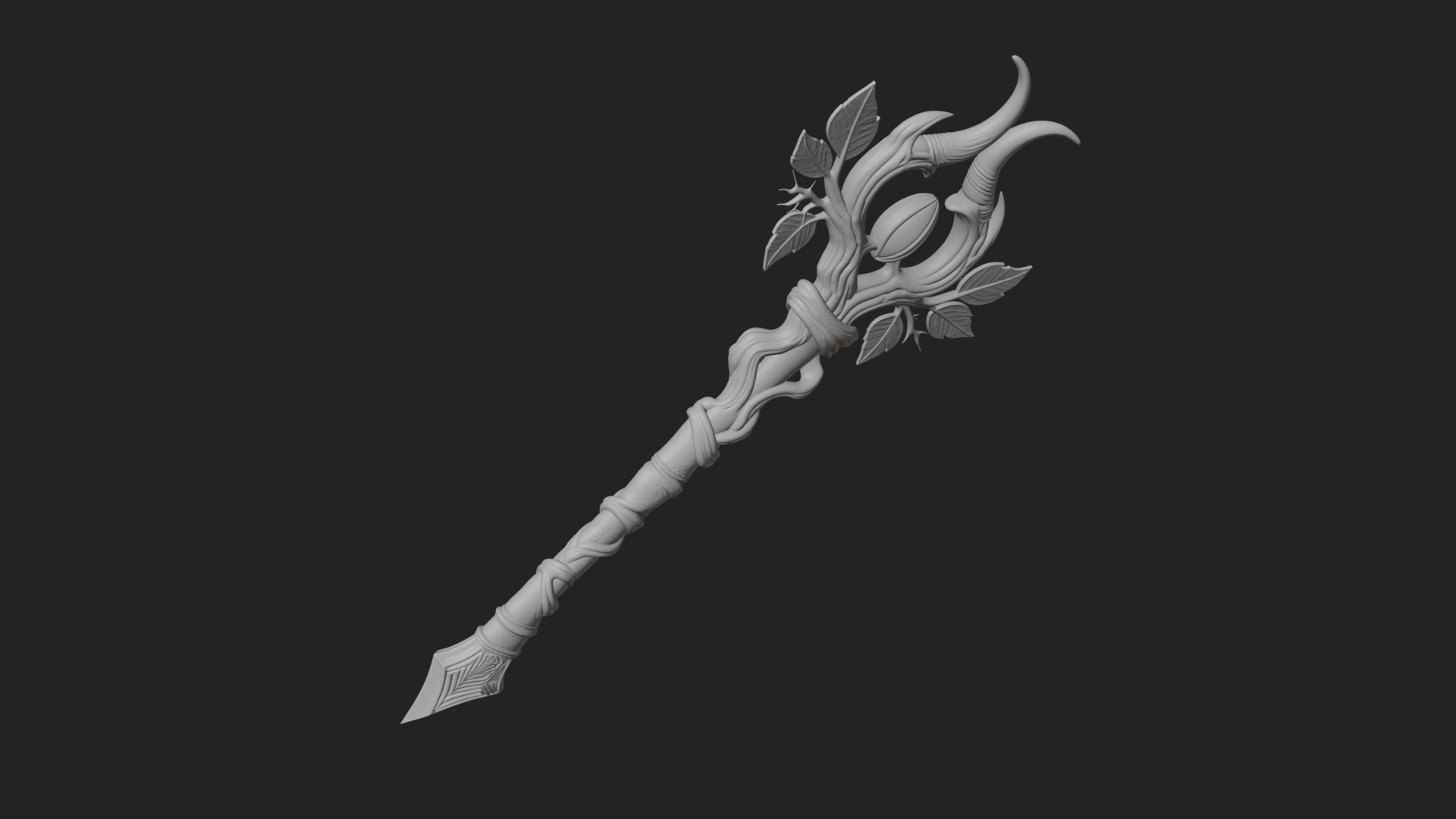 Carved Vine Branch Staff Model Design 4 3D Print Model 3D Model