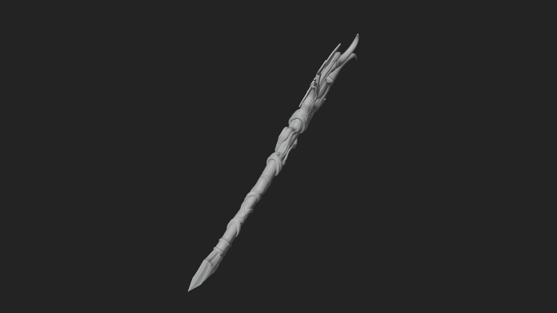 Carved Vine Branch Staff Model Design 4 3D Print Model 3D Model