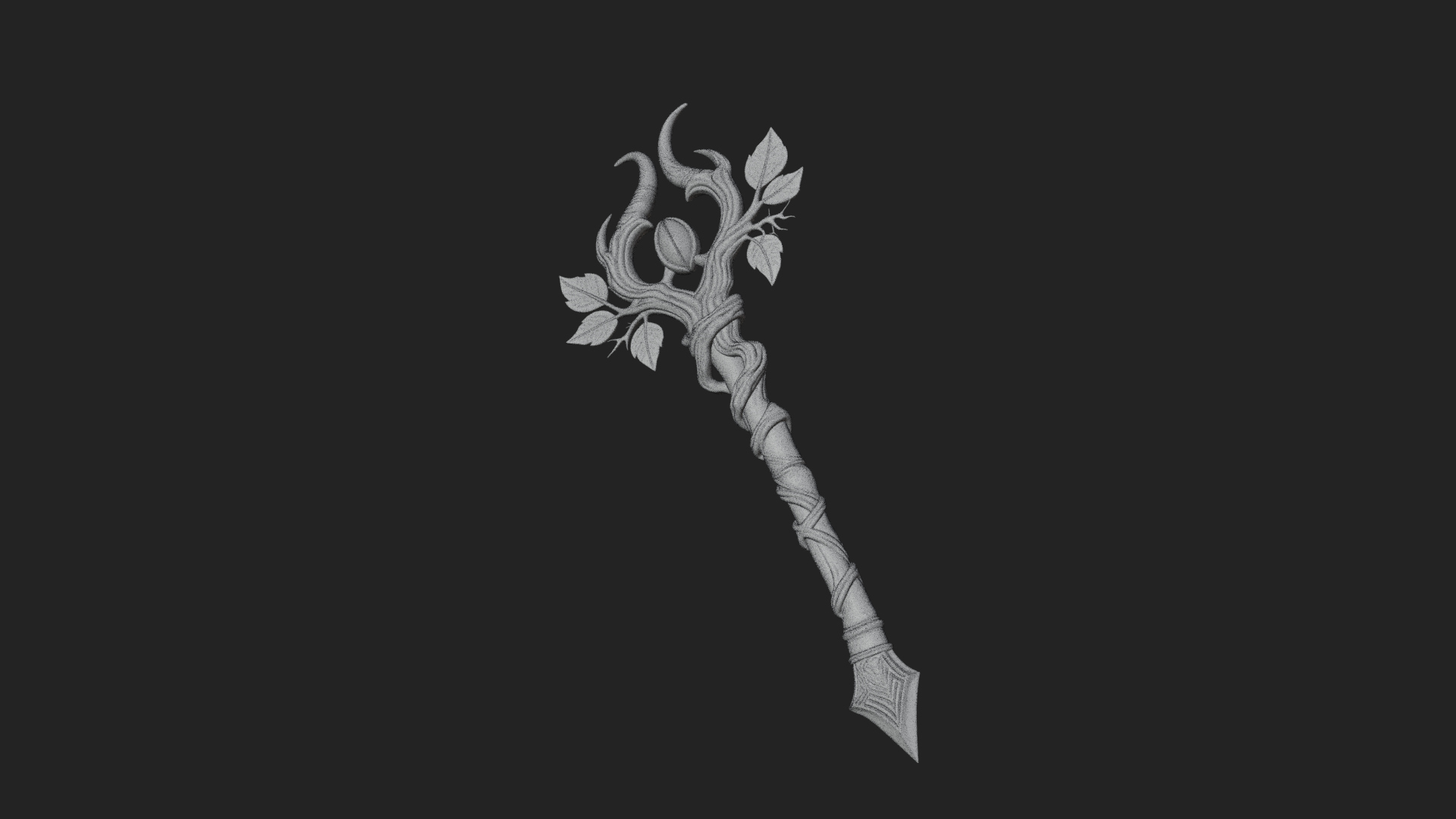 Carved Vine Branch Staff Model Design 4 3D Print Model 3D Model