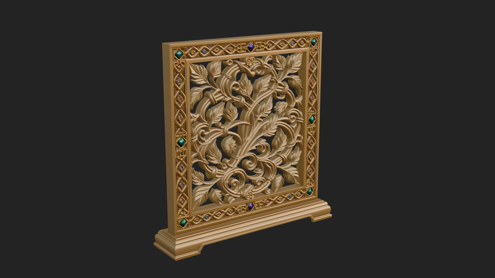 Carved Vine Screen Plaque Design 1 3D Print Model 3D Model