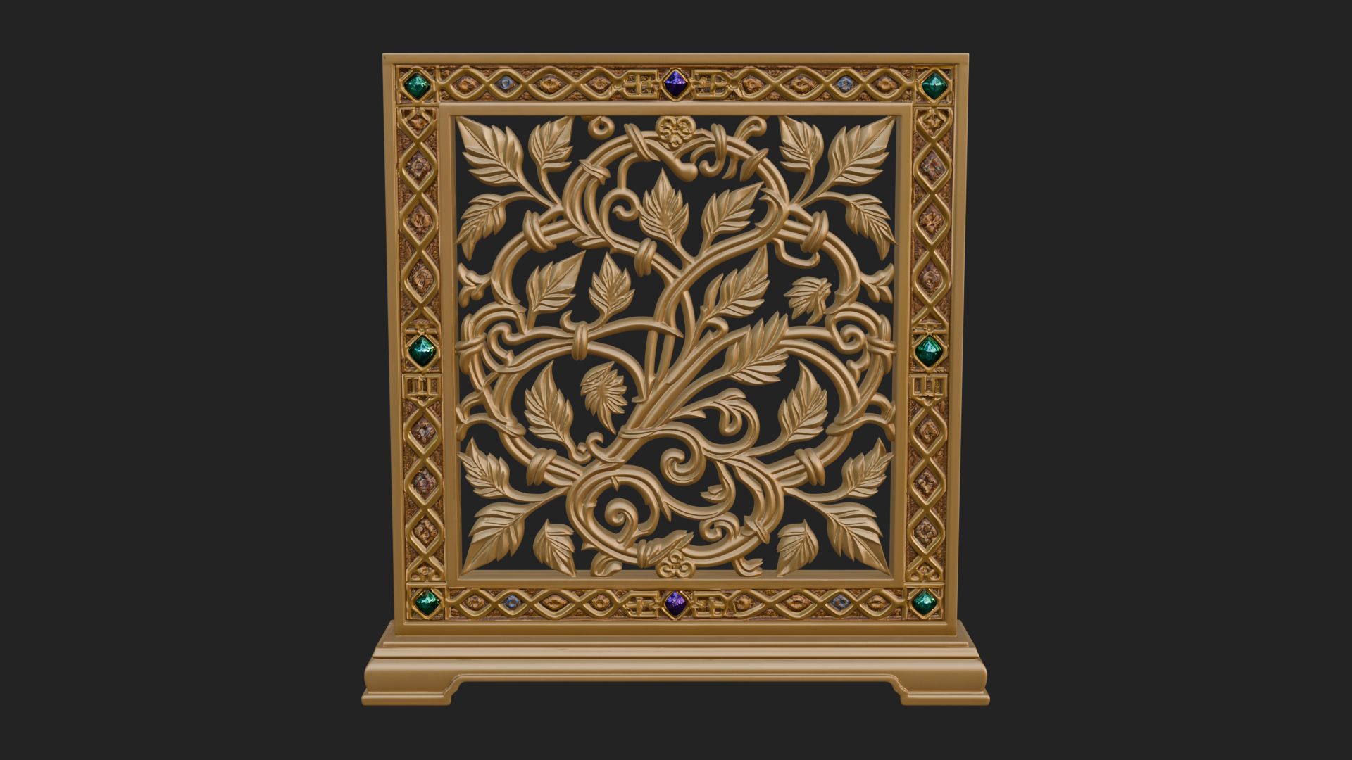 Carved Vine Screen Plaque Design 1 3D Print Model 3D Model