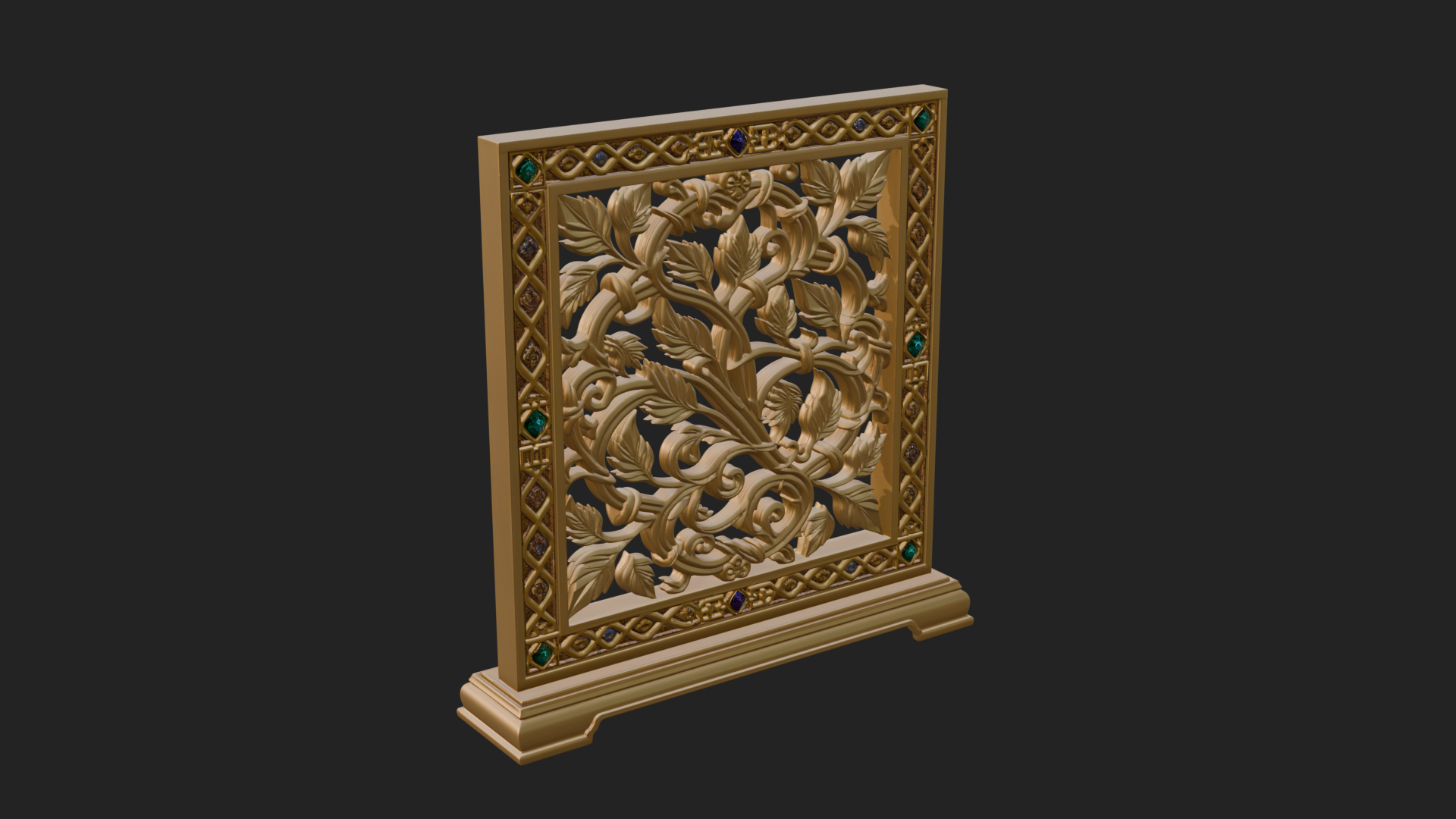 Carved Vine Screen Plaque Design 1 3D Print Model 3D Model