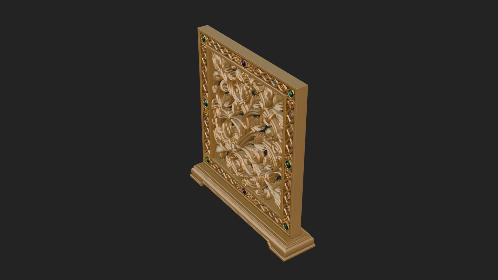 Carved Vine Screen Plaque Design 1 3D Print Model 3D Model