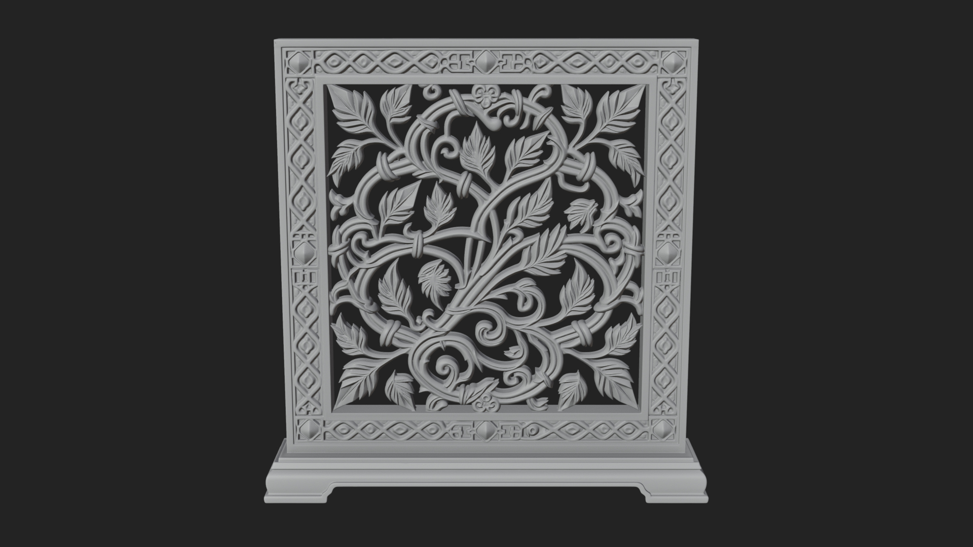 Carved Vine Screen Plaque Design 1 3D Print Model 3D Model