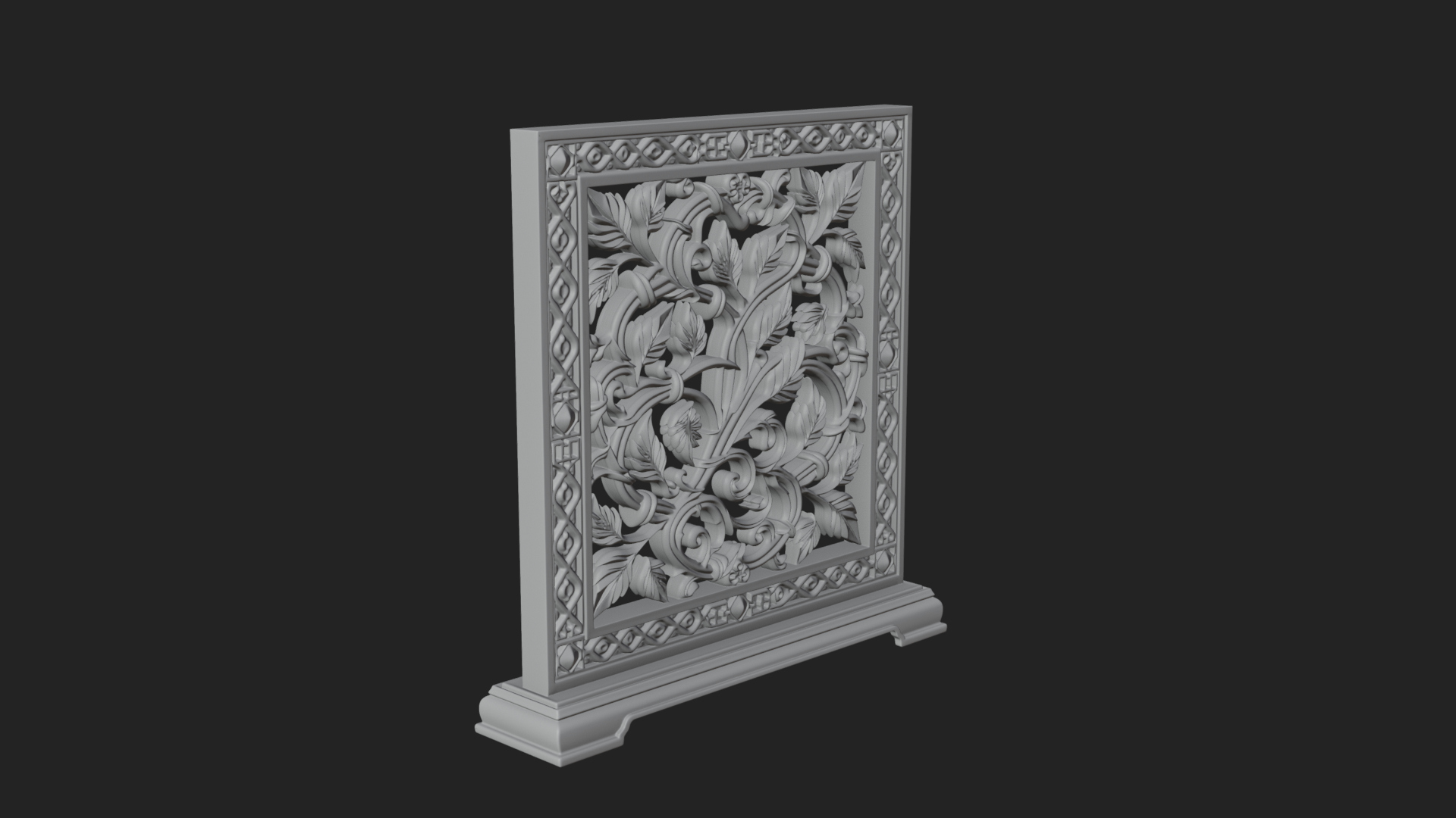 Carved Vine Screen Plaque Design 1 3D Print Model 3D Model