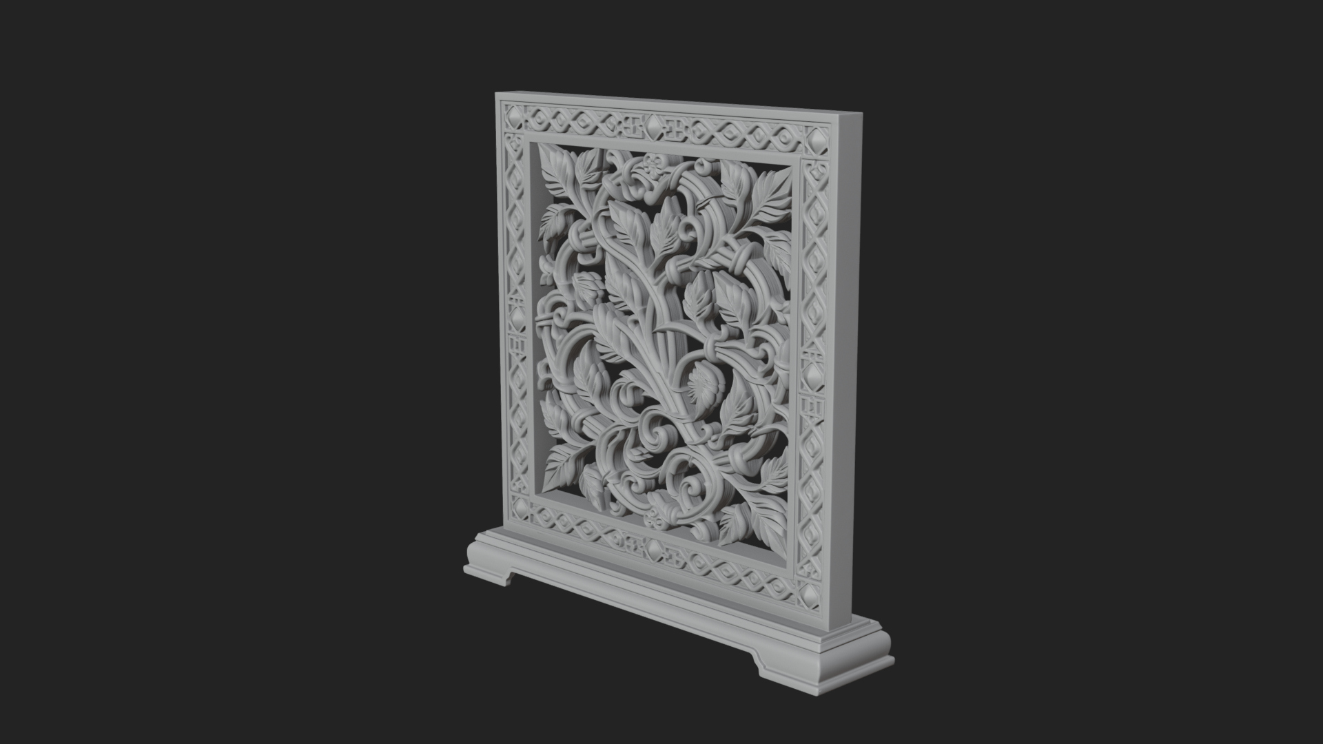 Carved Vine Screen Plaque Design 1 3D Print Model 3D Model