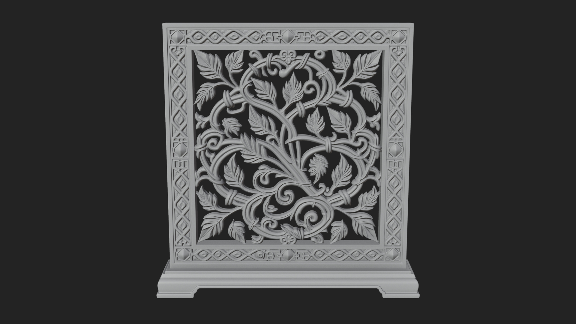 Carved Vine Screen Plaque Design 1 3D Print Model 3D Model