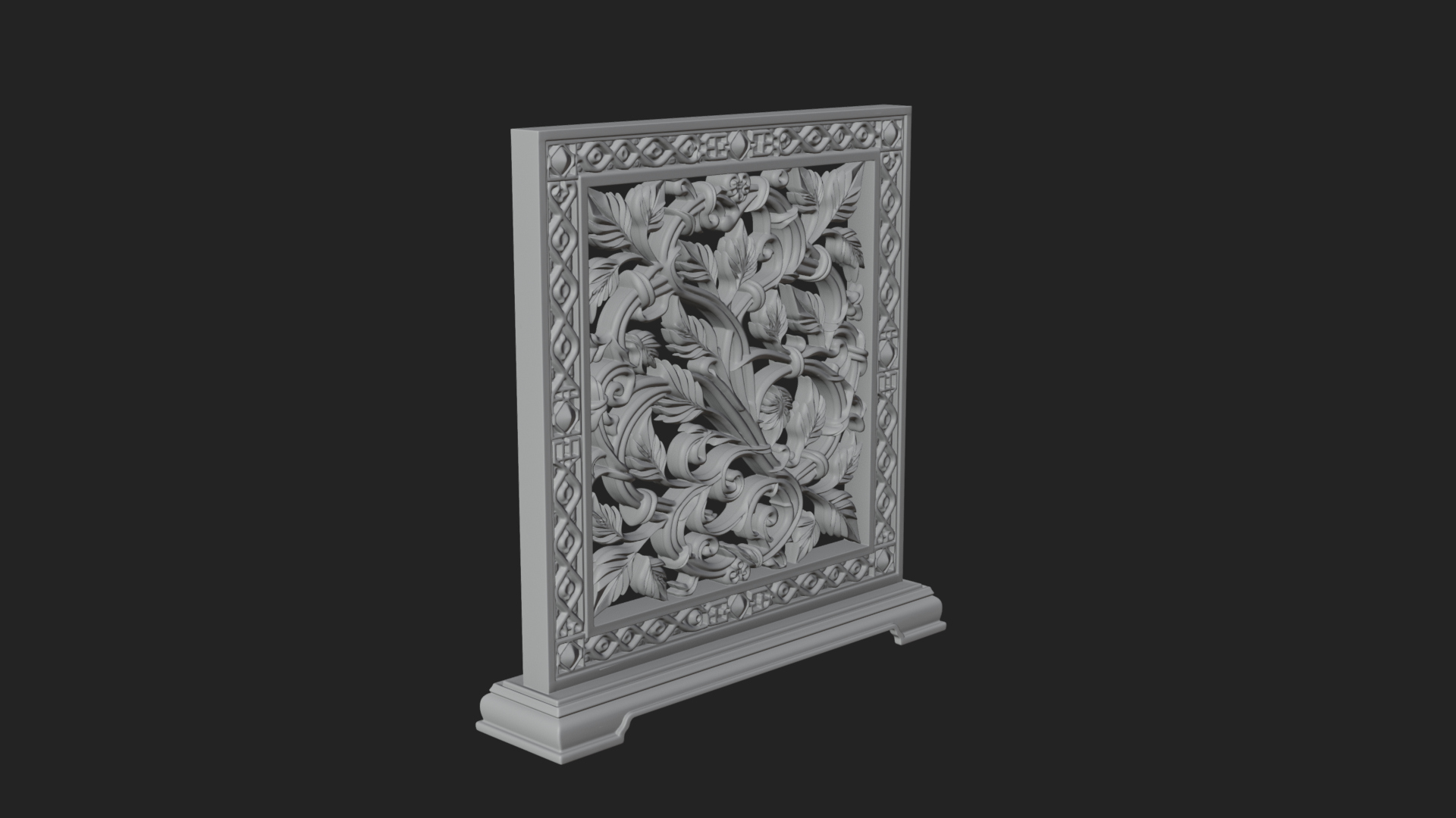 Carved Vine Screen Plaque Design 1 3D Print Model 3D Model