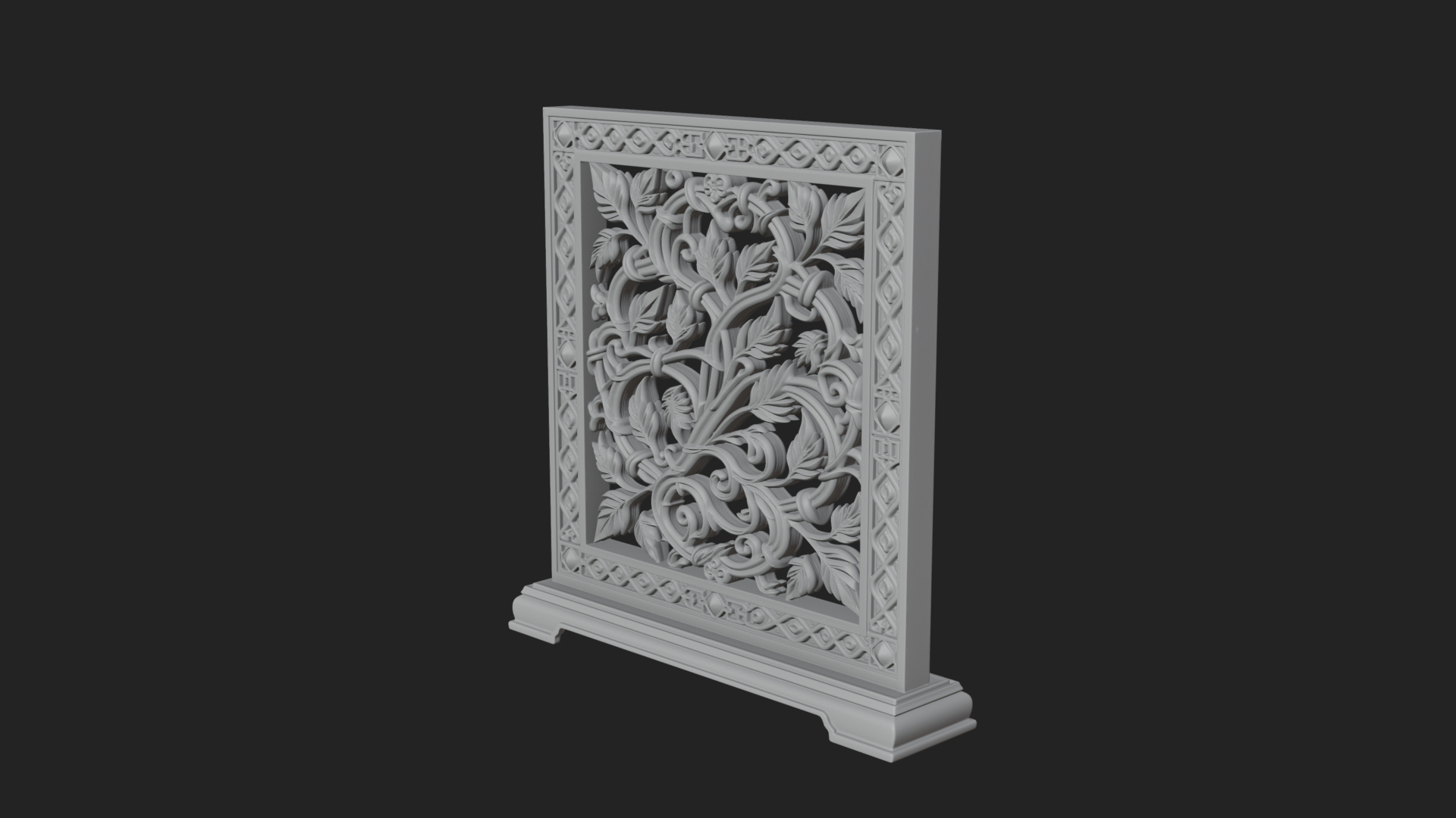 Carved Vine Screen Plaque Design 1 3D Print Model 3D Model