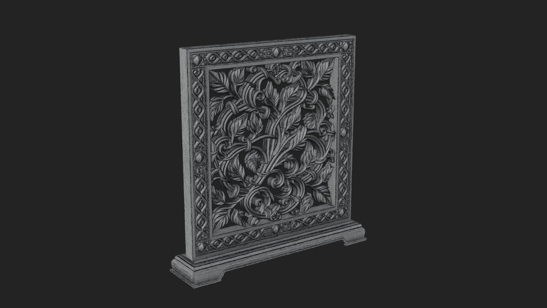 Carved Vine Screen Plaque Design 1 3D Print Model 3D Model